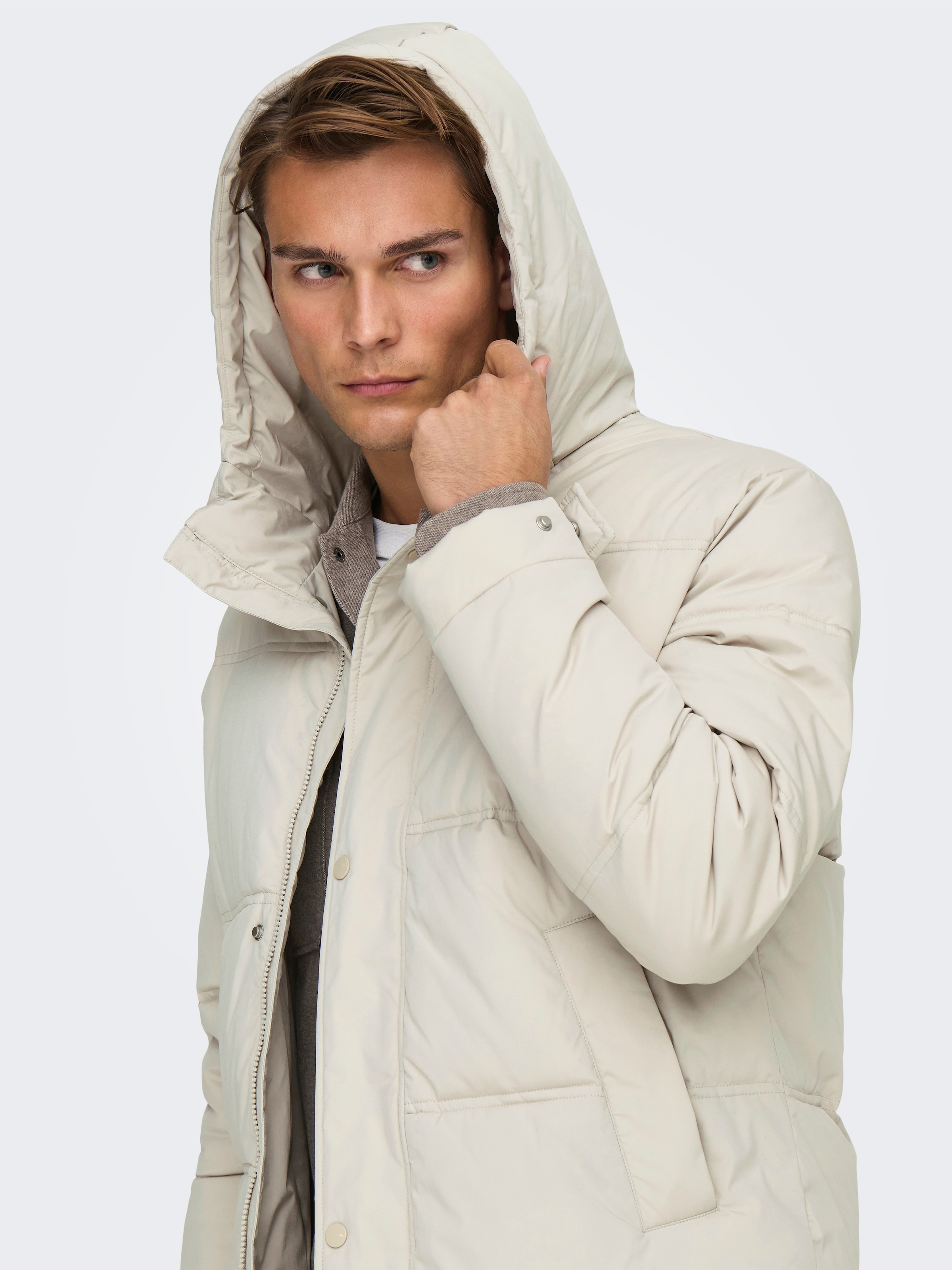ONLY & SONS Steppjacke »ONSSEUL LONG PUFFER OTW« mit Kapuze
