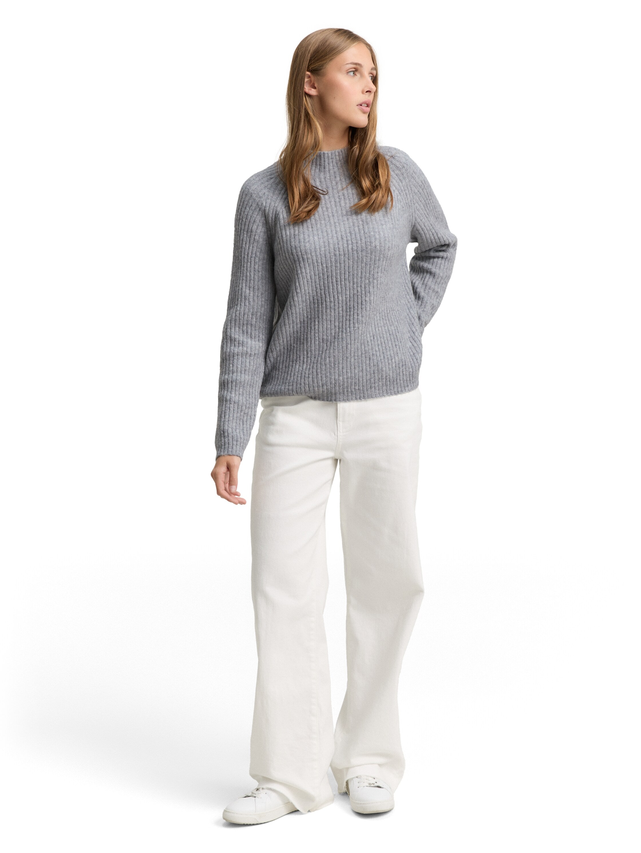 TOM TAILOR Denim Strickpullover, mit Stehkragen