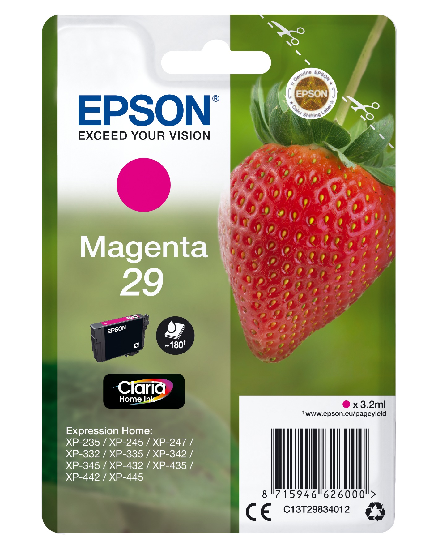 Epson Tintenpatrone »Epson Strawberry Singlepack Magenta 29 Claria Home Ink«