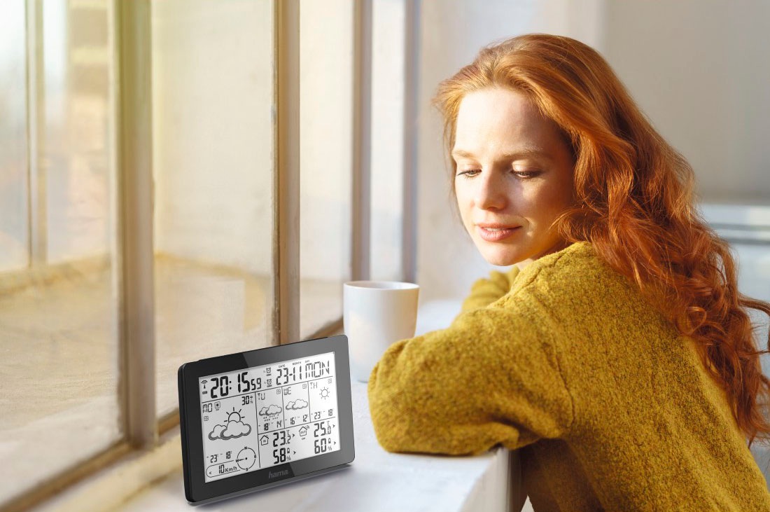 Hama Wetterstation "Wettervorhersage-Center "Meteotime", Schwarz Wetterstat günstig online kaufen