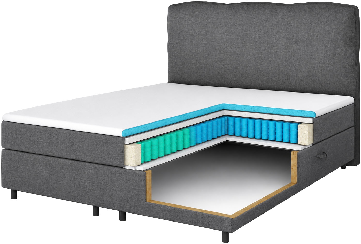 FORTE Boxbett »CABO erhältlich in den Breiten 140cm, 160cm & 180cm, inkl. Bettkasten« erhältlich in verschiedenen Farben