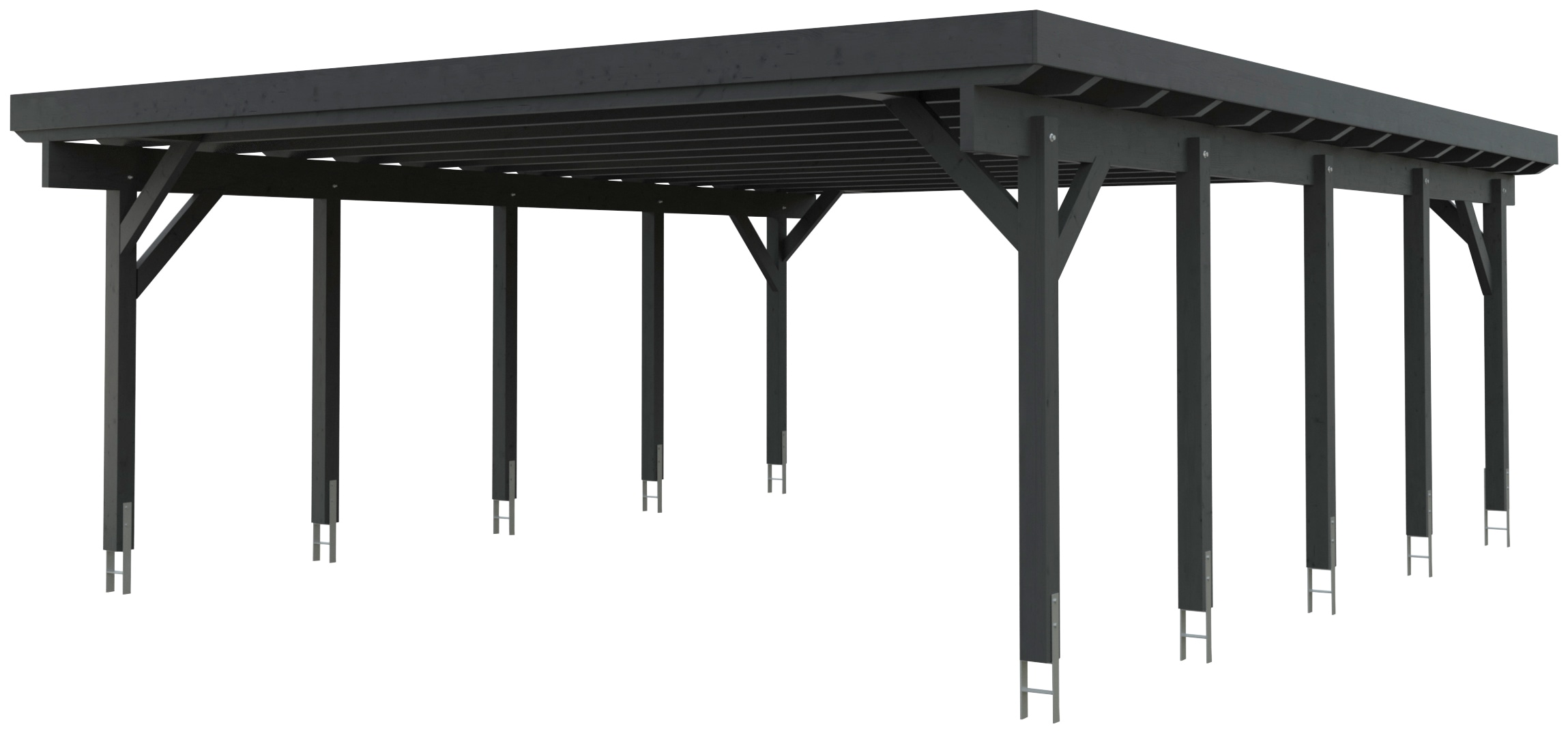 Kiehn-Holz Doppelcarport "KH 330 / KH 331" Leimholz 561 cm anthrazit Stahl-Dach, versch. Farben