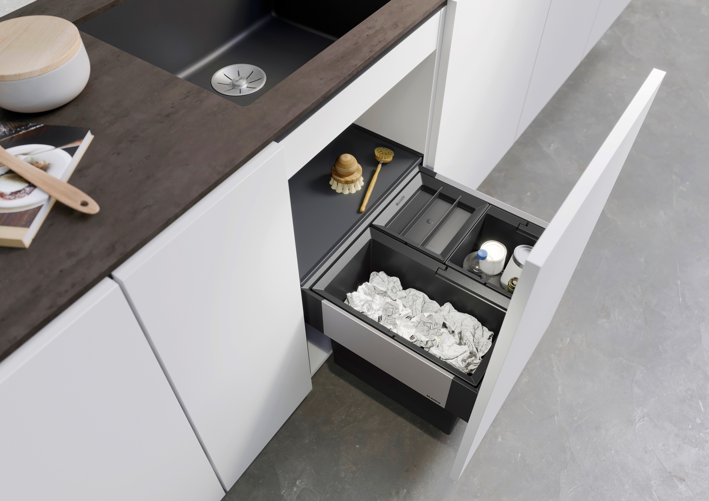 Blanco Mülltrennsystem "Select II 50/3" 3 Behälter Kunststoff, Stahlblech, 500 mm Untermass