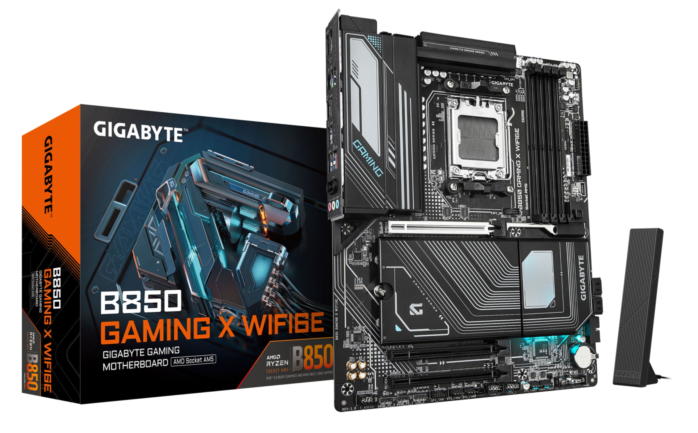 GIGABYTE Mainboard "B850 GAMING X WIFI6E Motherboard - AMD Ryzen 9000 Serie CPUs, 12+2+2 P", B:8,2cm H:33,8cm T:27,2cm, schwarz, Mainboards