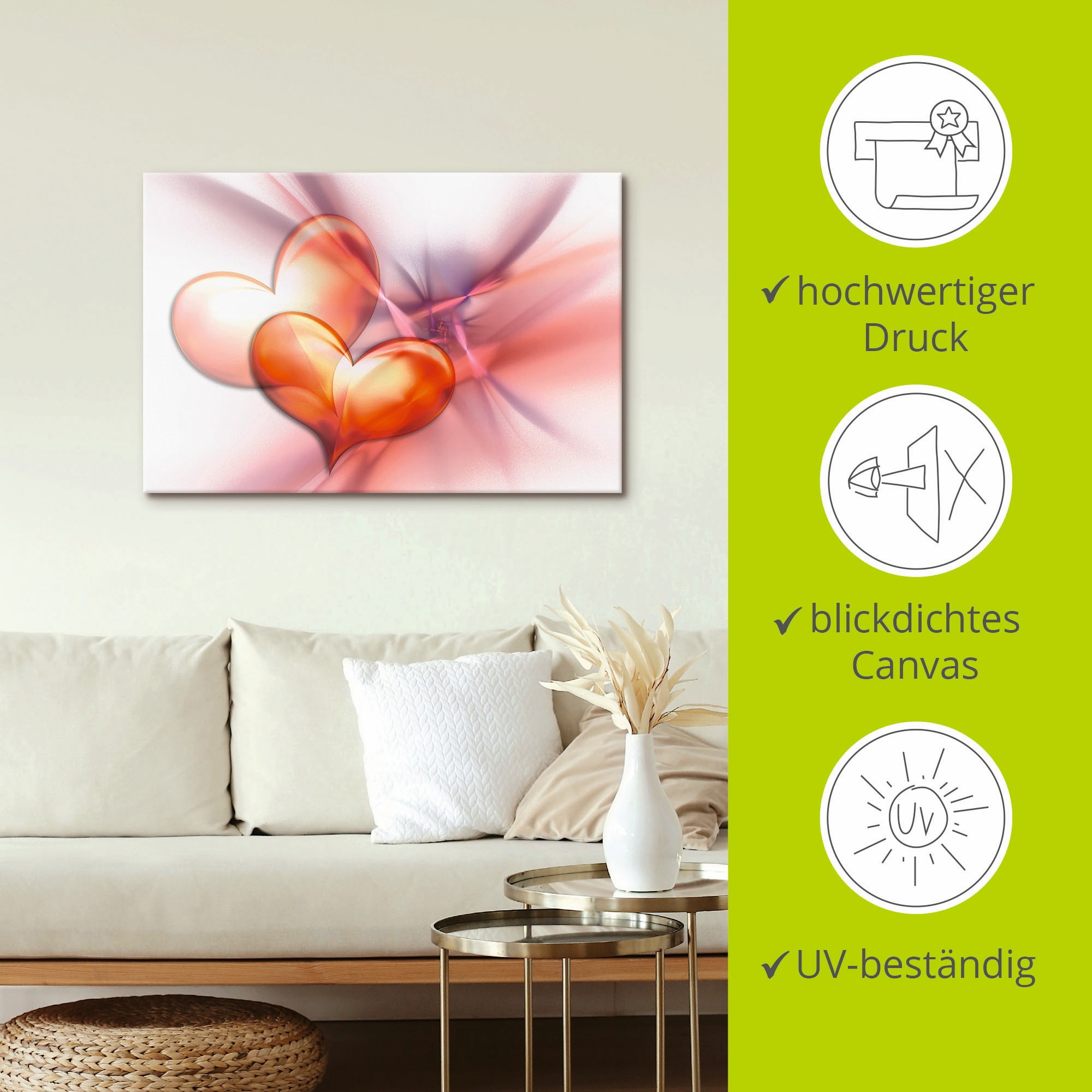 Artland Wandbild »Das höchste Glück« Herzen 1 Stk. tlg. als Leinwandbild, Poster in verschied. Größen