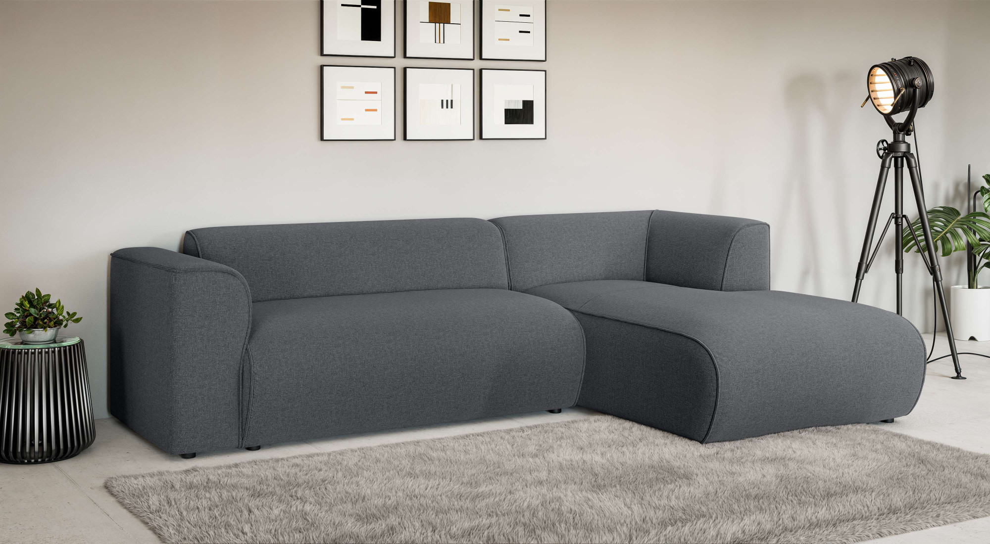 Home affaire Ecksofa "GENTON L-Form (257 cm), zeitlos & stilvolles Design," Aufwendig gepolstert, in Cord, Chenille und Struktur