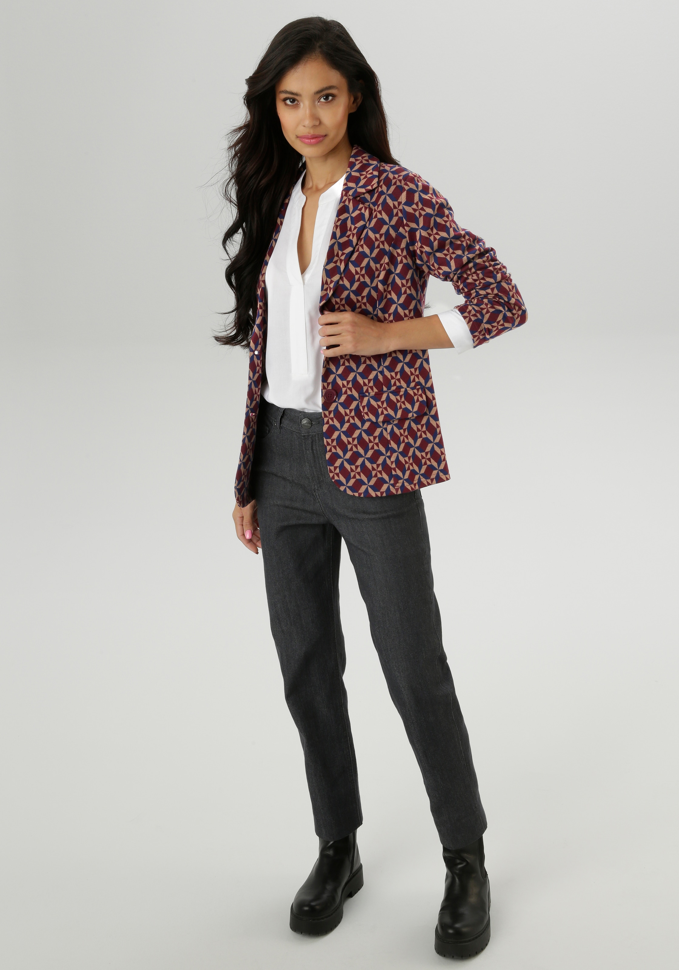 Aniston SELECTED Kurzblazer, in trendy Jacquard-Qualität - NEUE KOLLEKTION