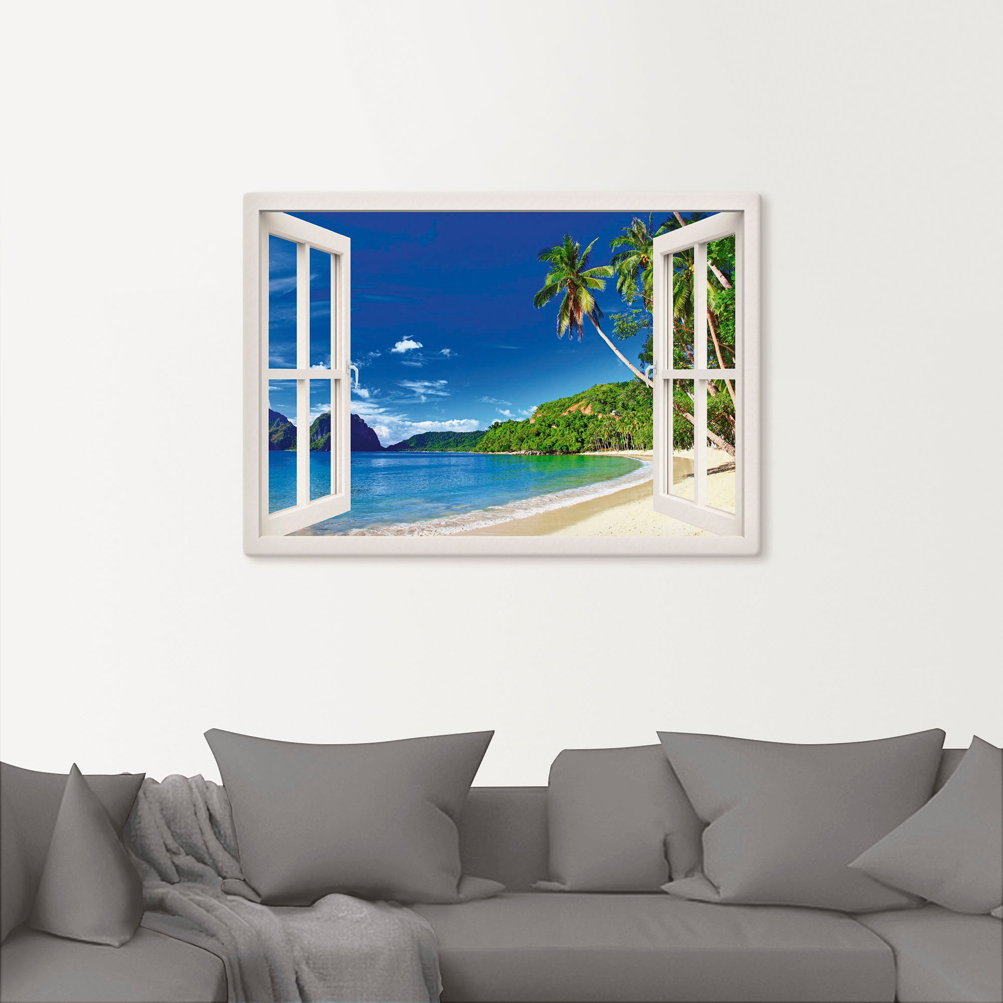 Artland Wandbild "Fensterblick Paradies" Fensterblick 1 Stk. tlg. als Alubi günstig online kaufen