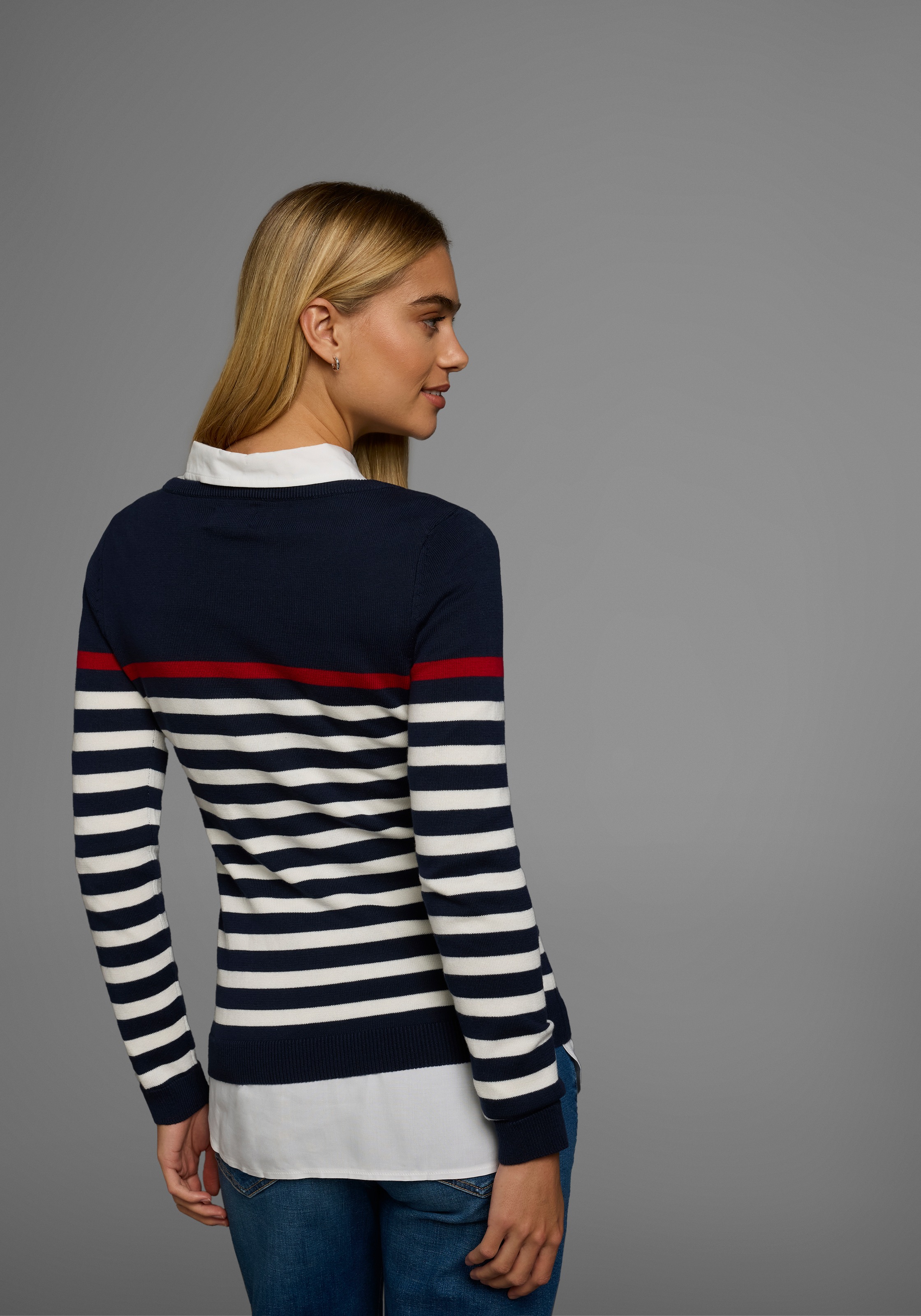 Thumbnail - AJC Strickpullover mit modischen Kontraststreifen
