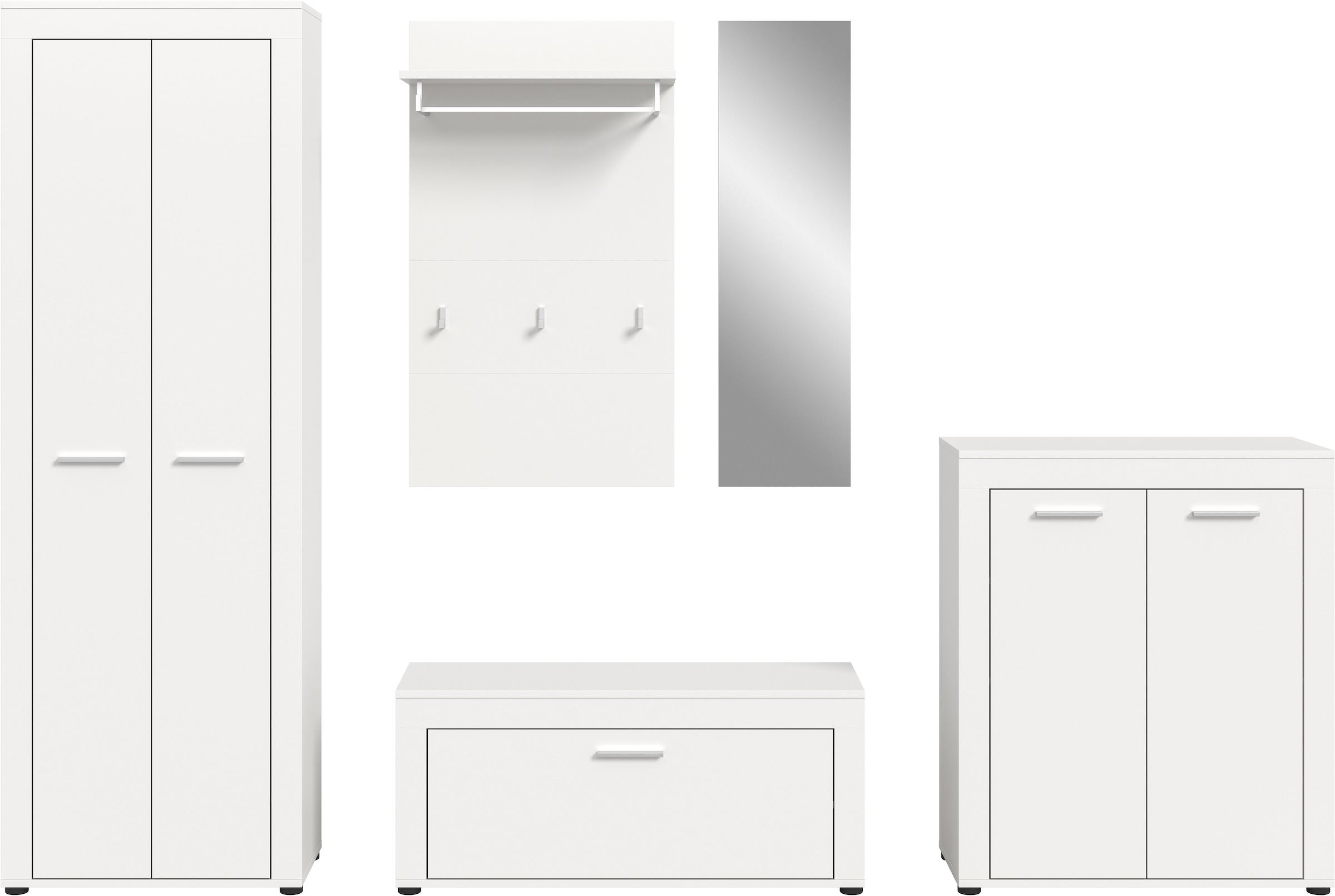 INOSIGN Garderoben-Set, (Set, 5 St.), Aosta, Höhe 191 cm, Garderobenset, Flur, Diele