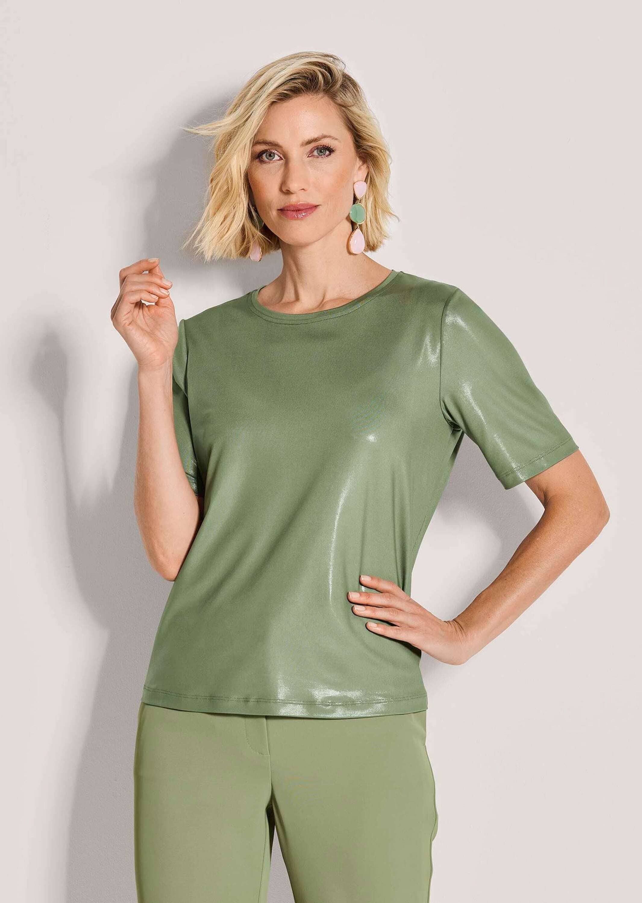 MADELEINE Kurzarmshirt »Shirt Kurzarm Oberteil mit Glanzdruck« Glanzdruck