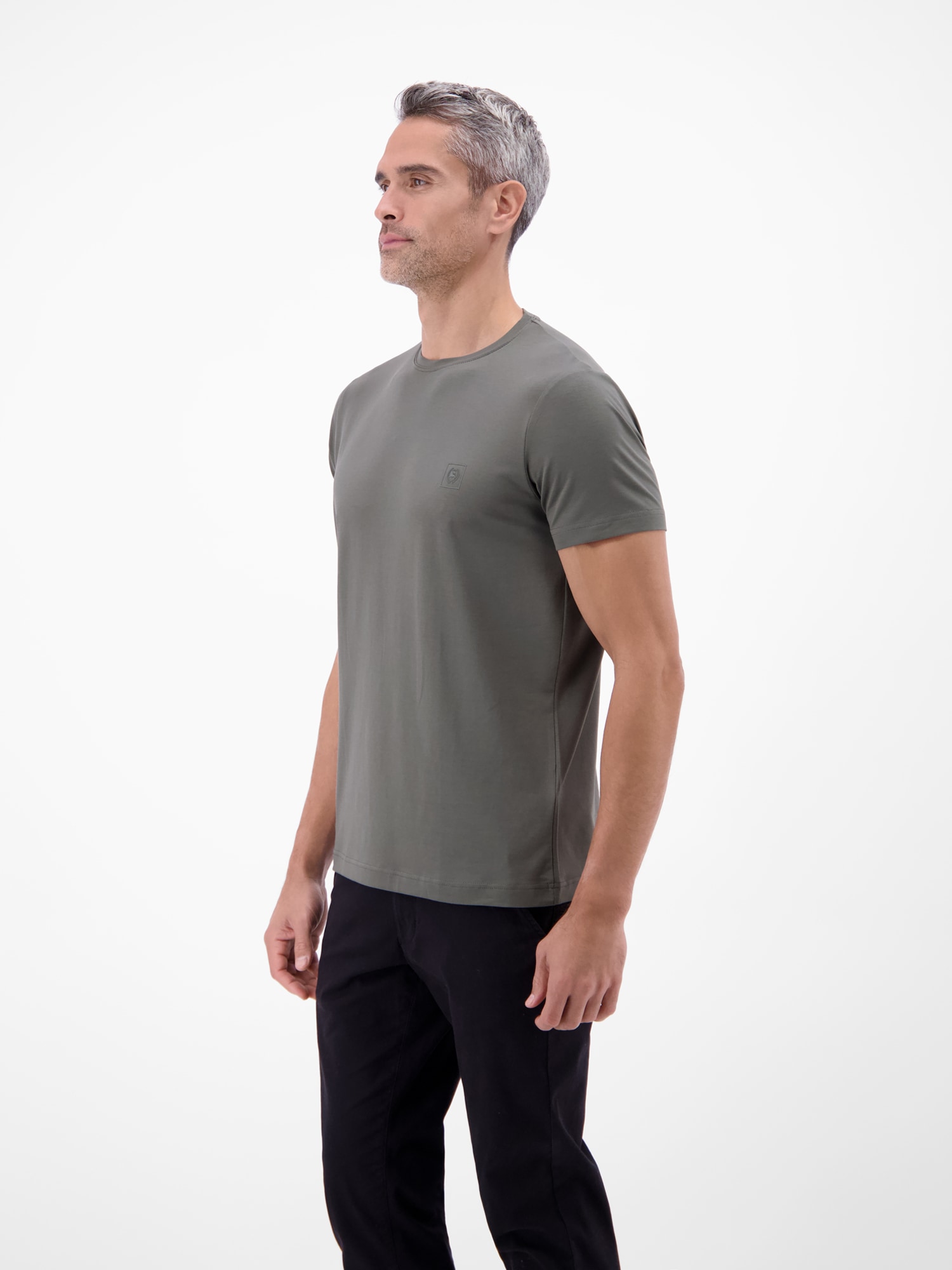 LERROS T-Shirt »Basic T-Shirt mit LERROS Logo-Print« Two-Tone-Optik / Einfarbig / Elastisch / Atmungsaktiv / Bequem
