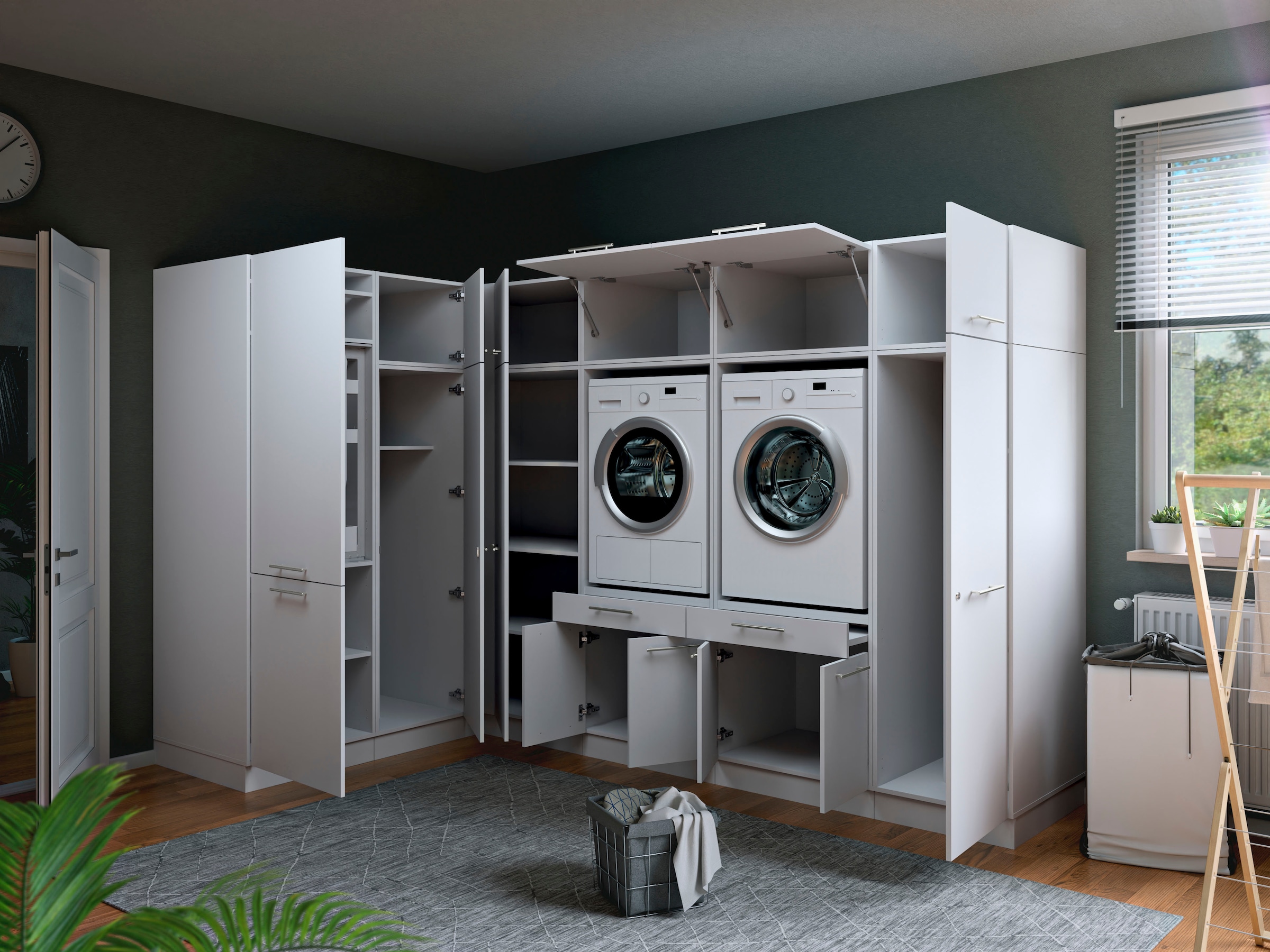 Laundreezy Mehrzweckschrank-Set »Laundreezy, 11-tlg. Mehrzweckschrank-Set B/H/T 285/200/68 cm« 11 Stk. tlg.