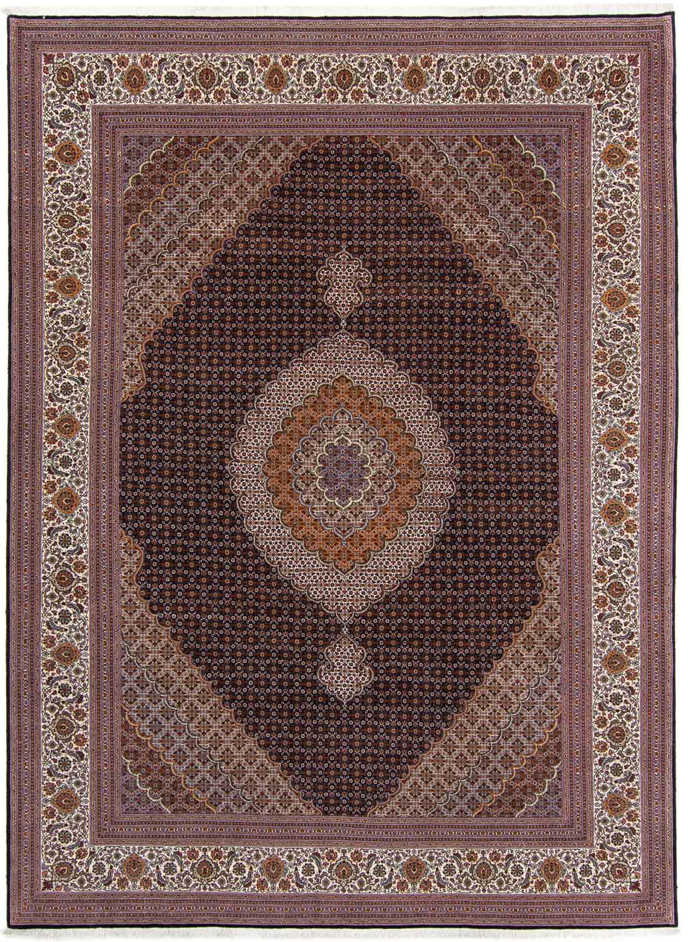 morgenland Orientteppich »Perser - Täbriz - 340 x 255 cm - dunkelbraun«, rechteckig, Wohnzimmer, Handgeknüpft, Einzelstück mit Zertifikat