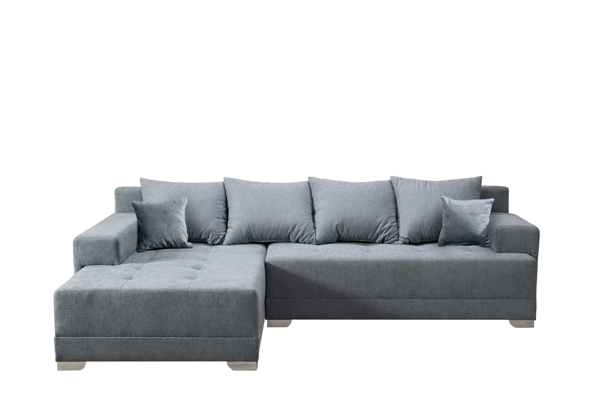 INOSIGN Ecksofa »Riverton, mit Bettfunktion (125/215 cm) und Bettkasten, Struktur«, inkl. loser Zier- und Ruckenkissen, Recamiere beidseitig montierbar