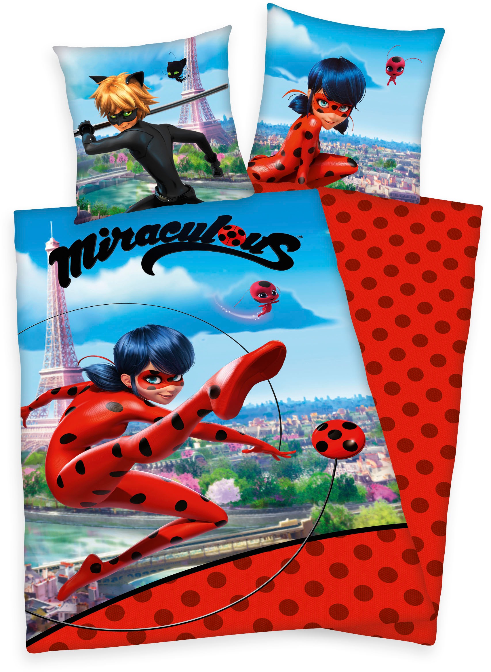 Kinderbettwäsche "Miraculous", mit tollem Ladybug- und Cat Noir-Motiv