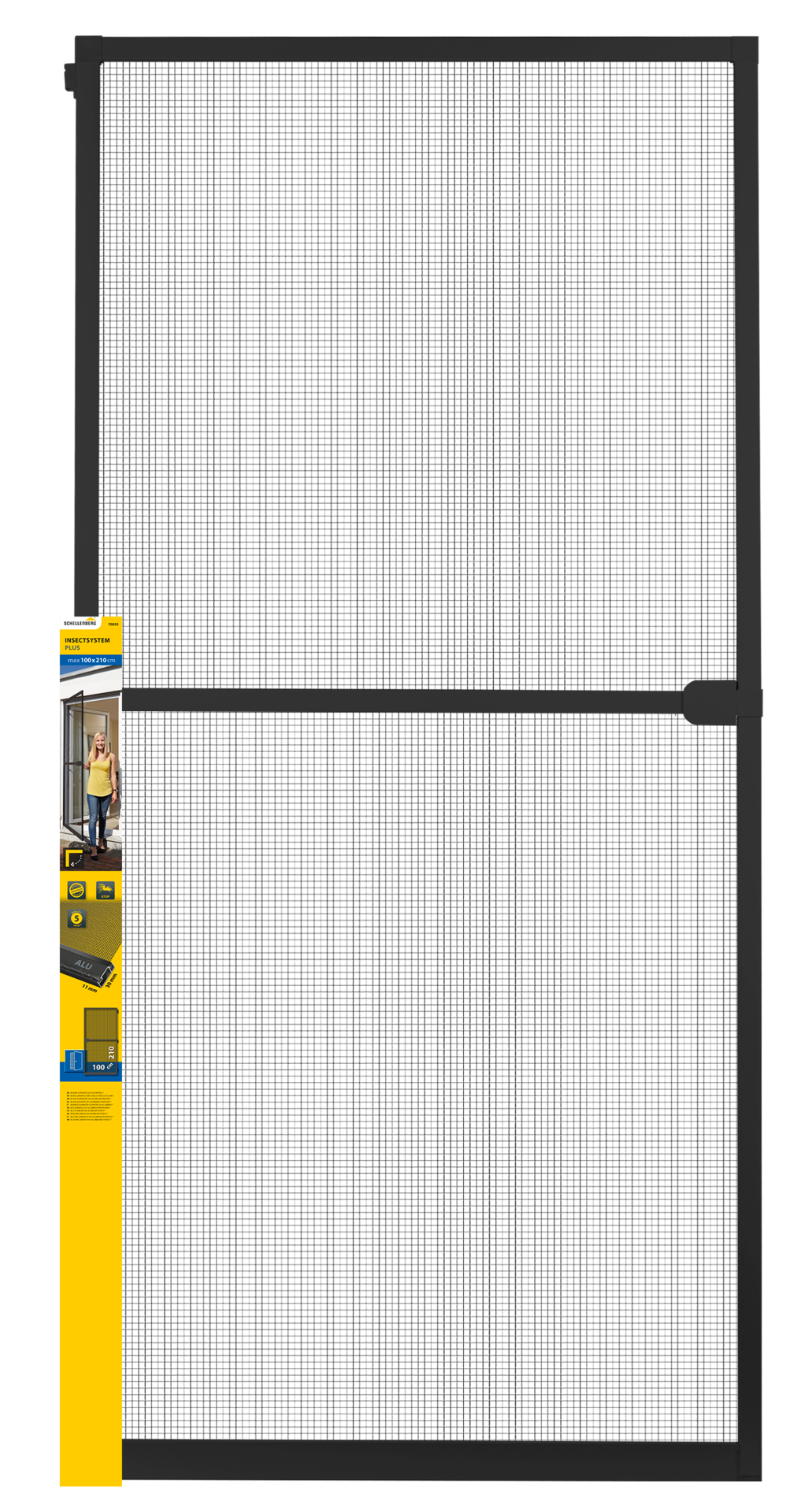 SCHELLENBERG Insektenschutz-Tür "PLUS, Fliegengitter für Balkon- und Terrassentüren zum Bohren" 1 Stk. tlg. mit Aluminiumrahmen, 100 x 210cm, erhältlich in schwarz oder weiß