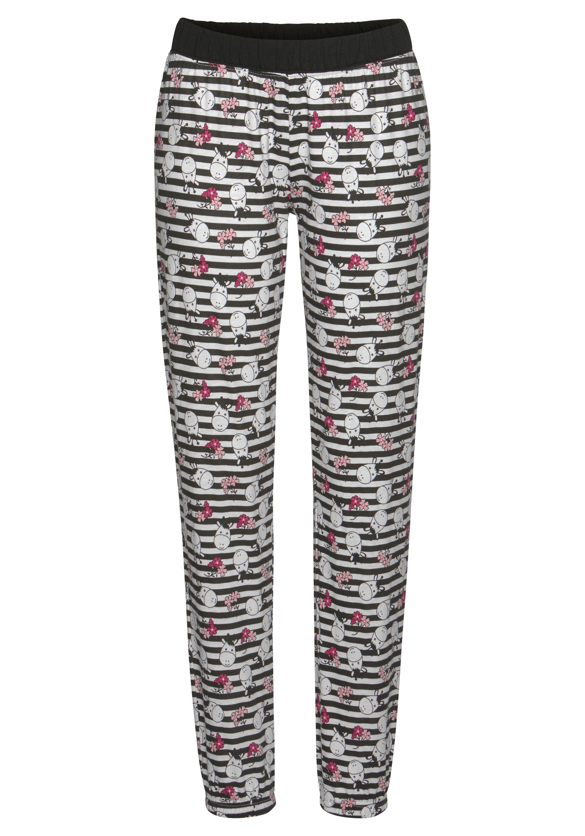 Vivance Dreams Pyjama (4 tlg. 2 Stück) mit verspieltem Tierprint