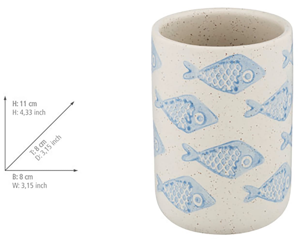 WENKO Badaccessoire-Set »Modell Aquamarin Beige«, (2 tlg.), Seifenspender und Zahnputzbecher, Keramik, maritimes Motiv, handbemalt