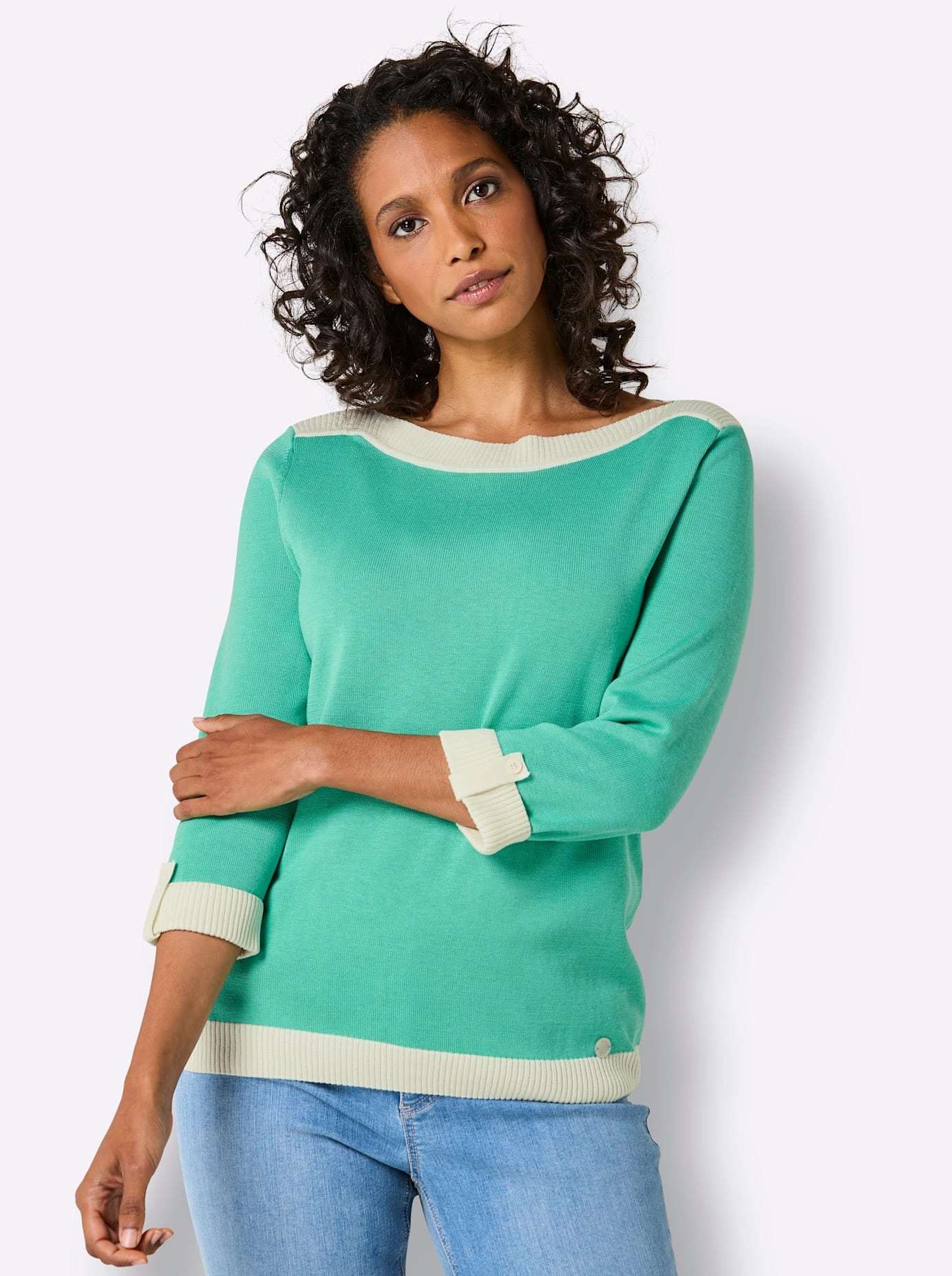 CREATION L PREMIUM 3/4 Arm-Pullover "Seiden-Baumwoll-Pullover" günstig online kaufen