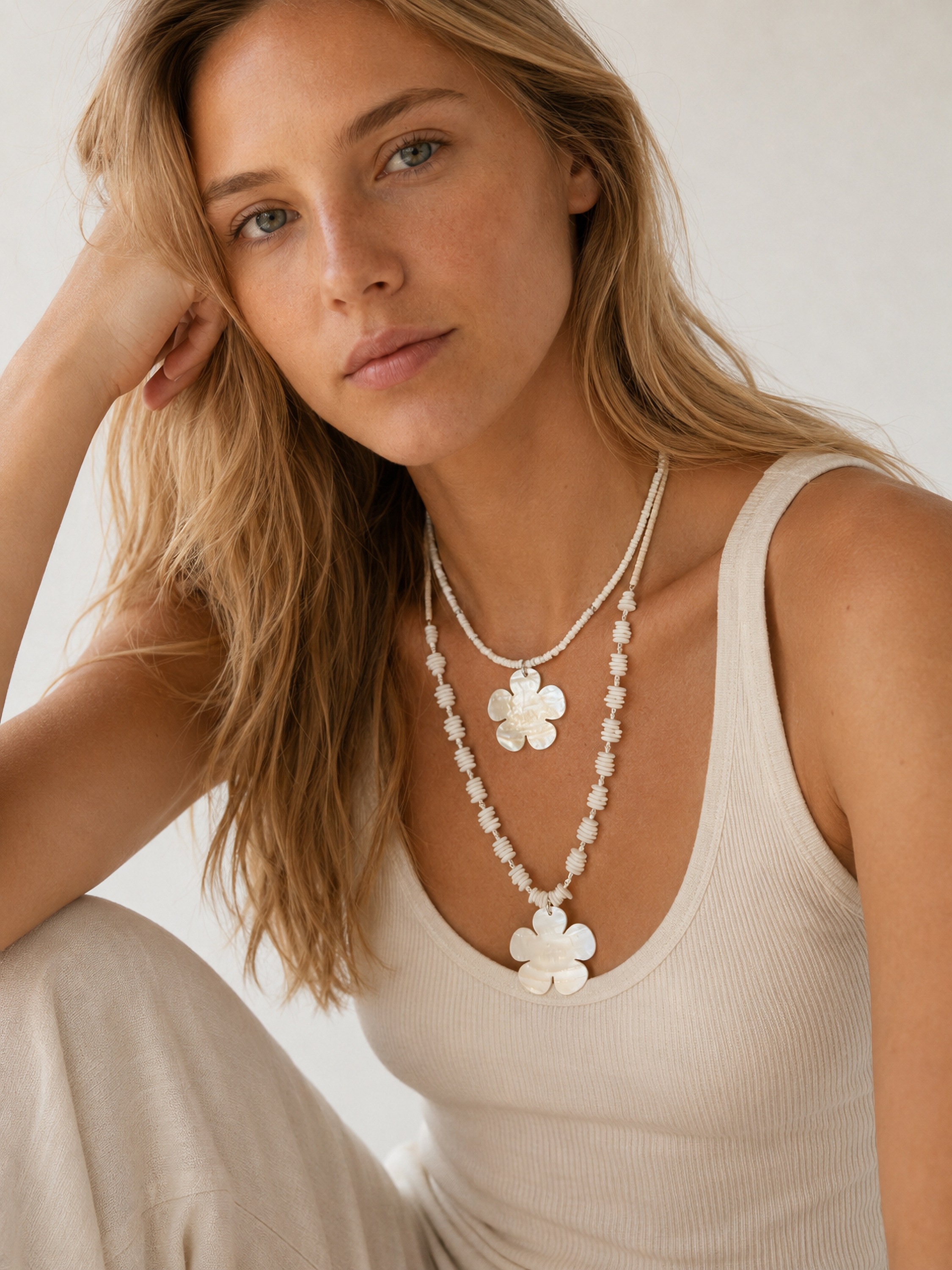 COLLEZIONE ALESSANDRO Kette mit Anhänger »Shellflower« zweireihige Kette mit Muschel-Blüten