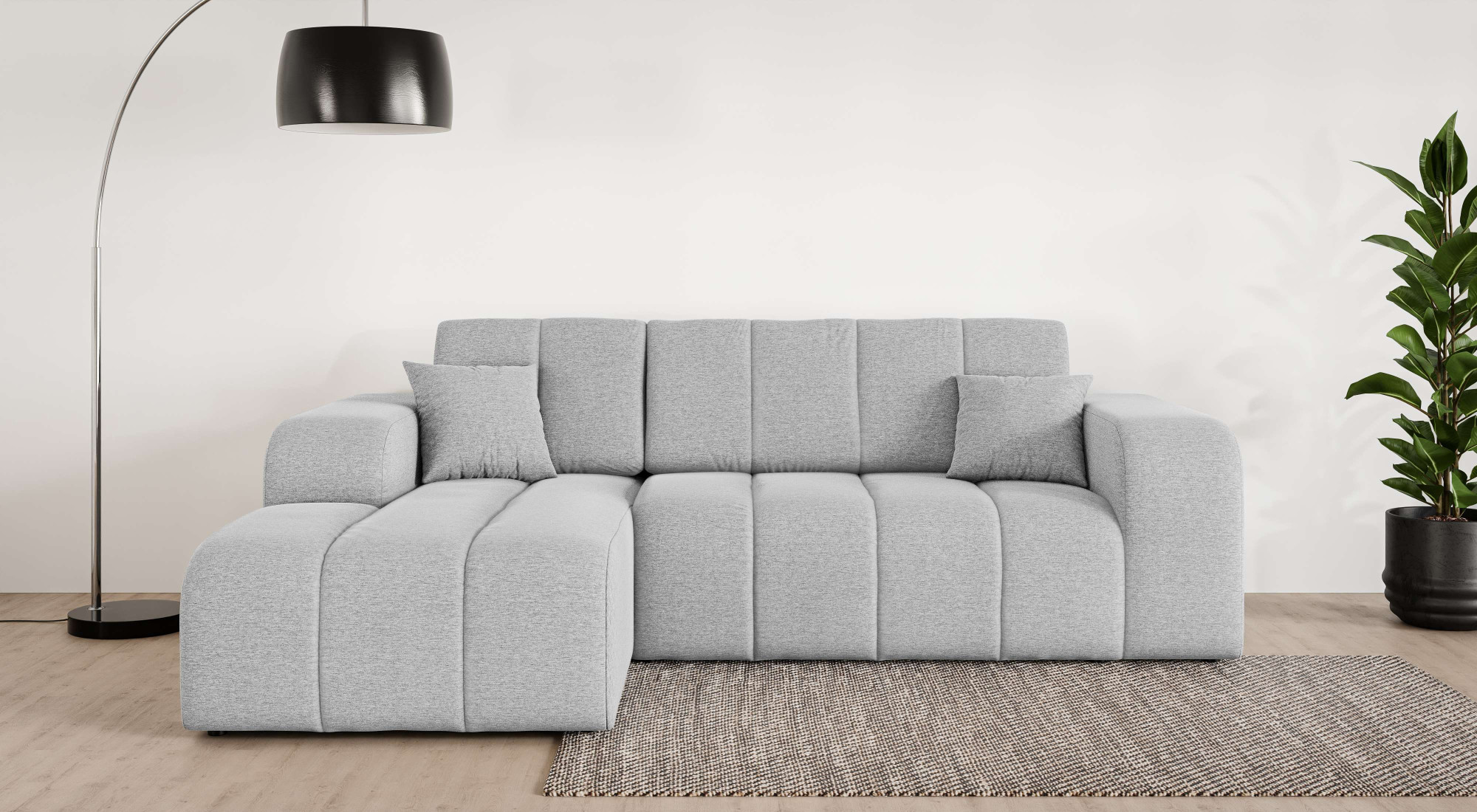 OTTO home Ecksofa "CASSY L-Form, Schlafsofa mit Bettkasten, Maße B/T/H: 245/165/88 cm" mit 2 Rückenkissen, Recamiere rechts oder links bestellbar