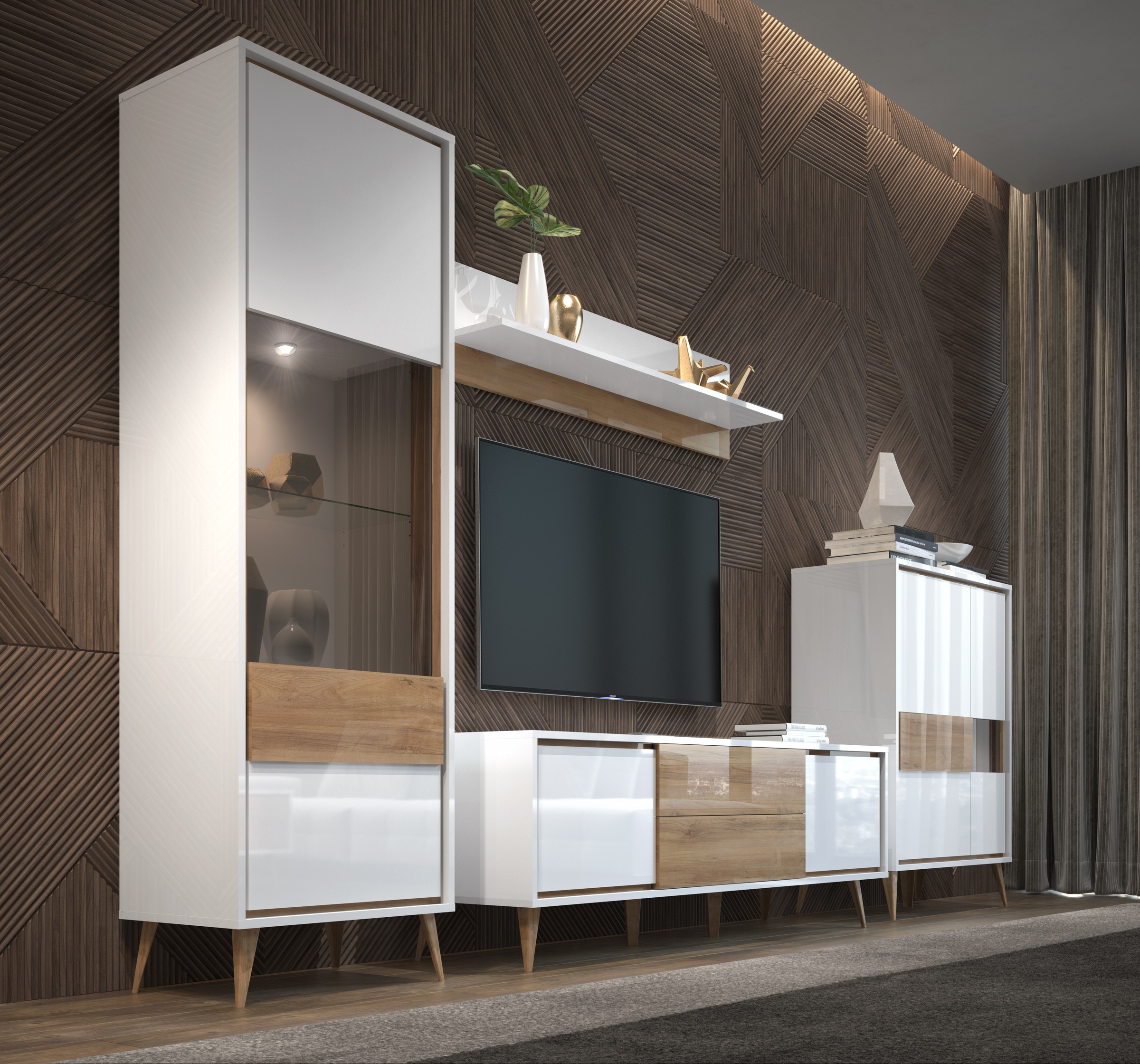 OTTO home Vitrine "Vida" (H/B/T): 195/64/40cm, UV lackiert, hochglänzend, S günstig online kaufen