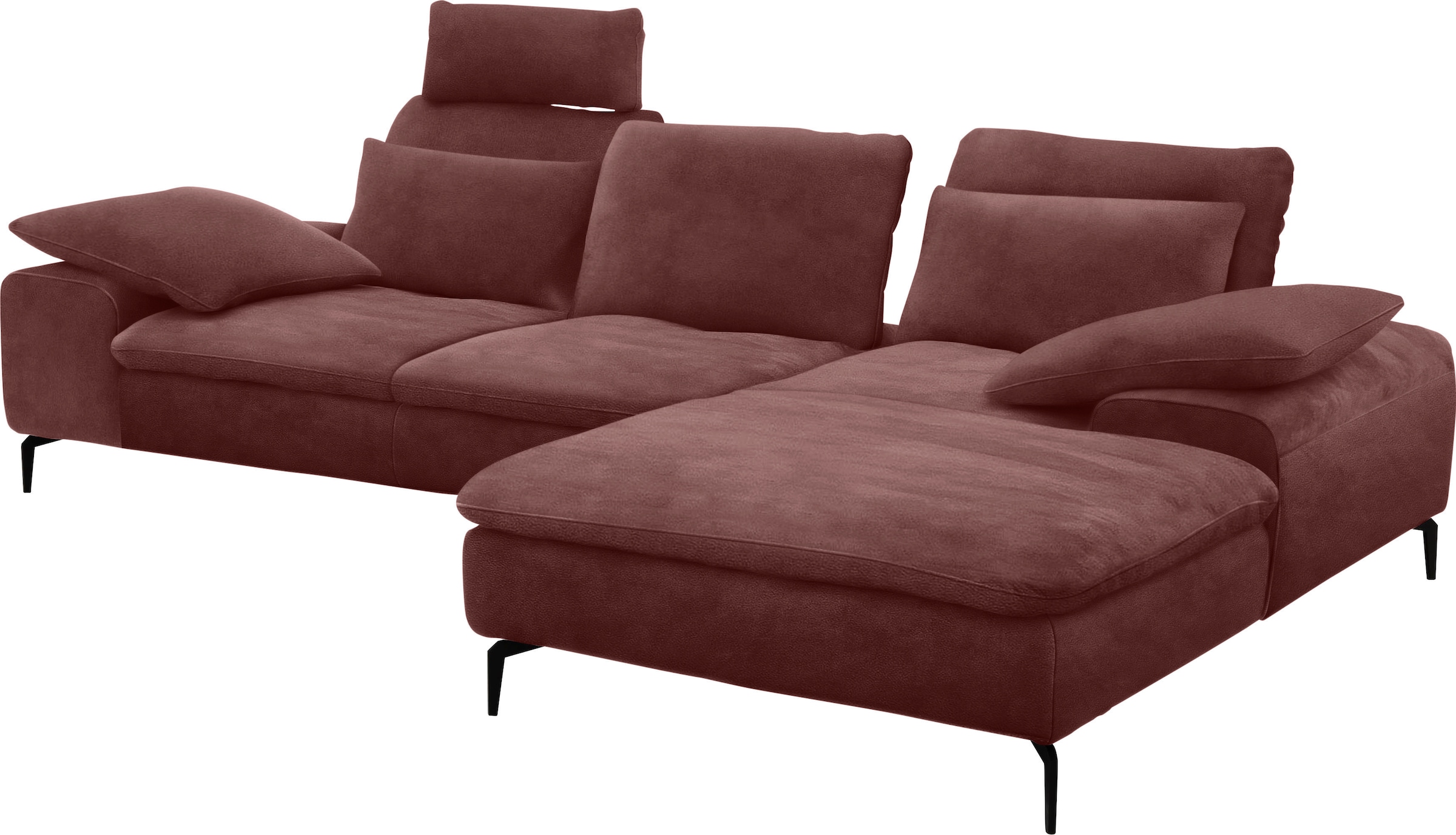 Ecksofa »valentinoo«, (Set), inklusive Hocker, mit Sitztiefenverstellung, Breite 299 cm