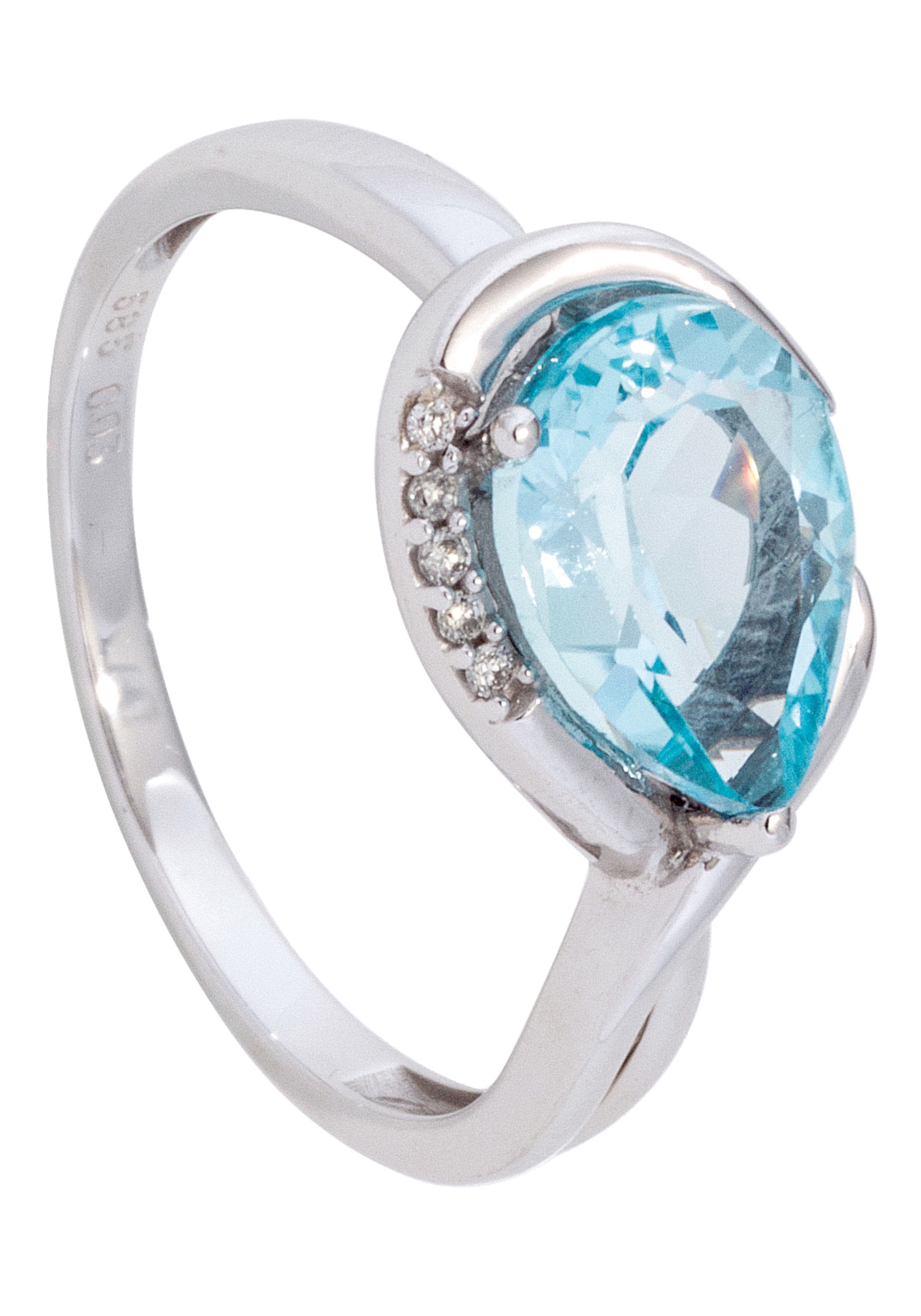 Fingerring »Ring mit Blautopas und 5 Diamanten«, 585 Weißgold