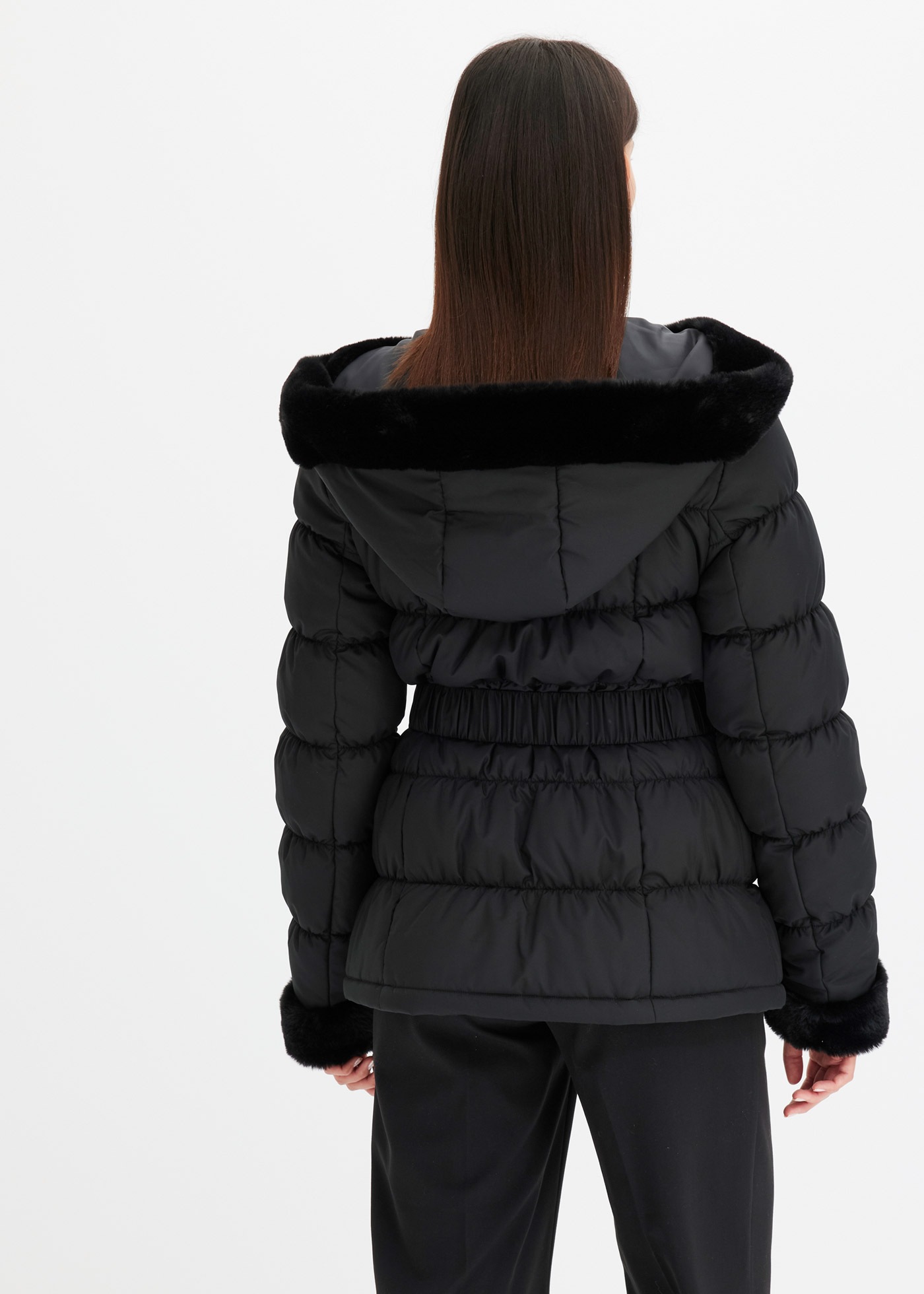 bonprix Steppjacke mit Kapuze Winterjacke mit Kapuze und Fellimitat günstig online kaufen