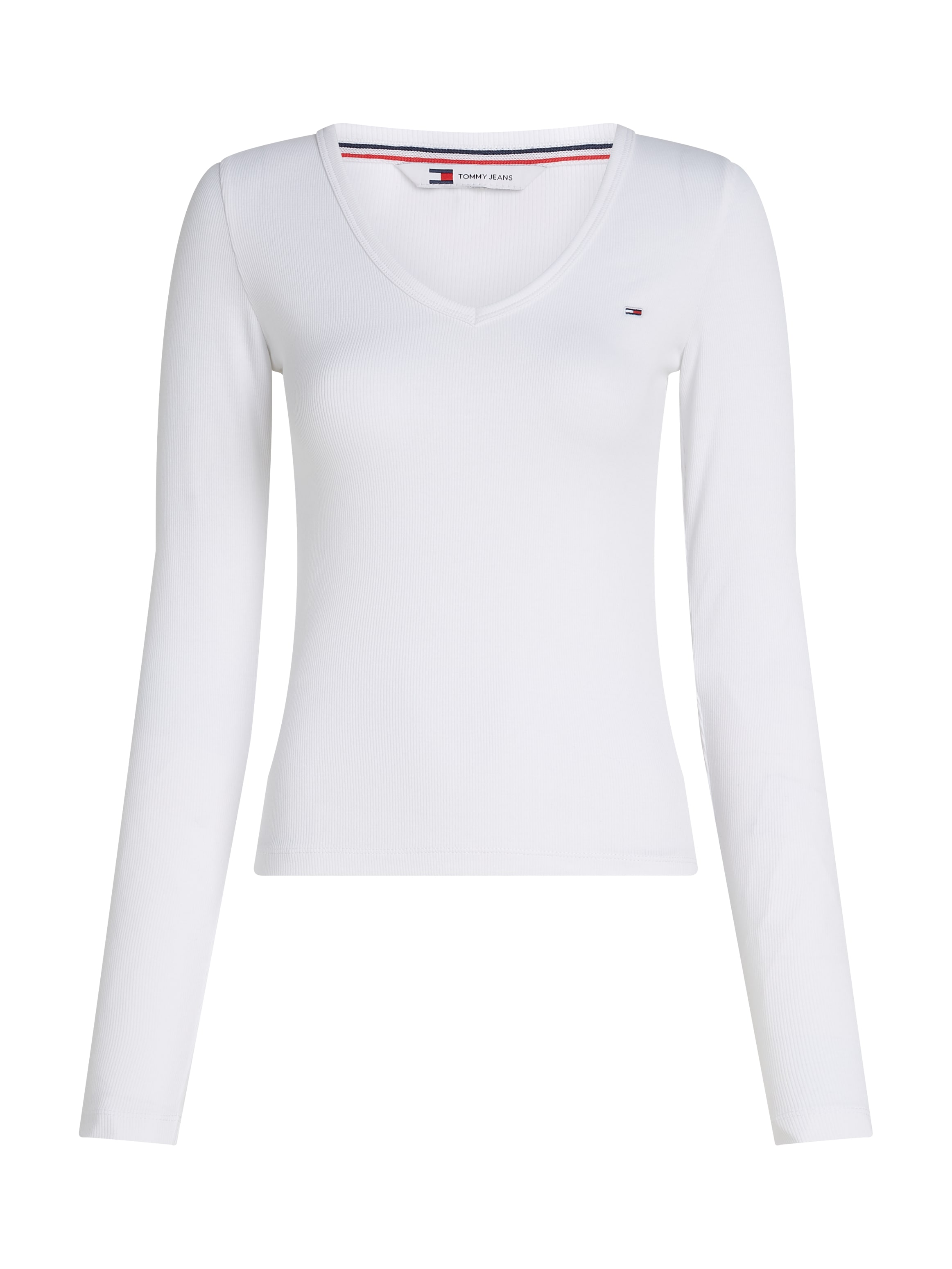 Tommy Jeans Langarmshirt »TJW SLIM ESSENTIAL RIB V LS«, mit Logostickerei