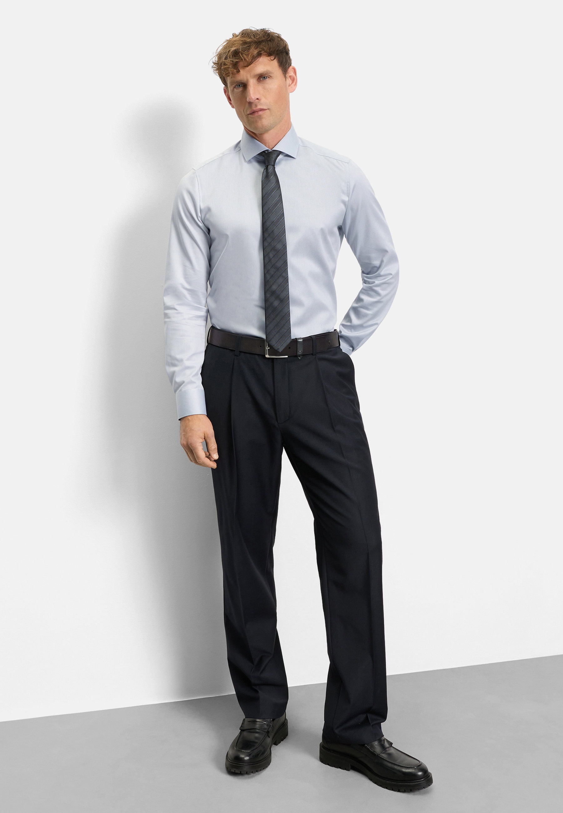 OLYMP Level Five Body Fit Royal Kent Shirt Silver Grey 39 5