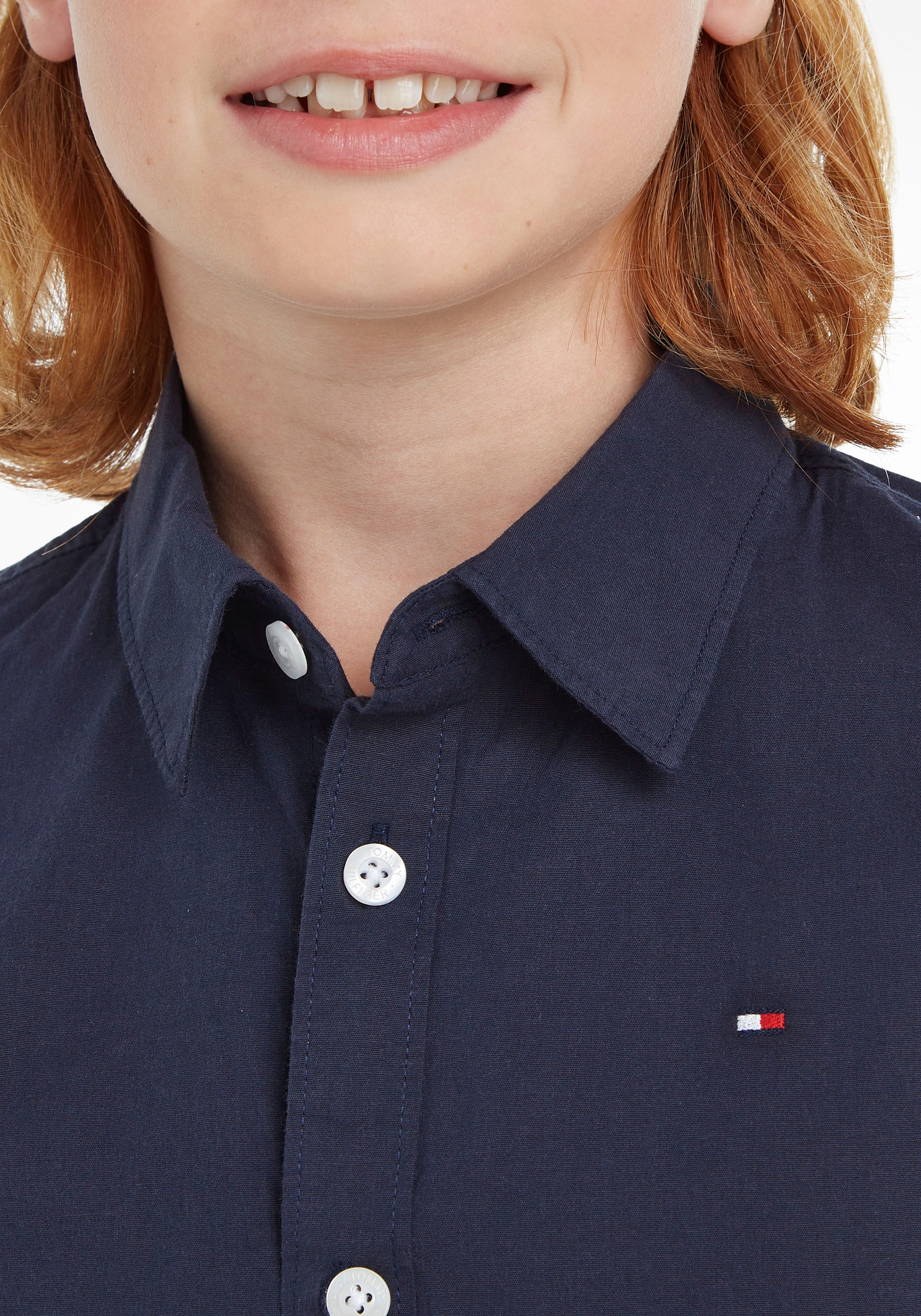 Tommy Hilfiger Langarmhemd »SOLID STRETCH POPLIN SHIRT L/S«, Kinder Kids  Junior MiniMe,für Jungen ▷ für | BAUR | Hemden
