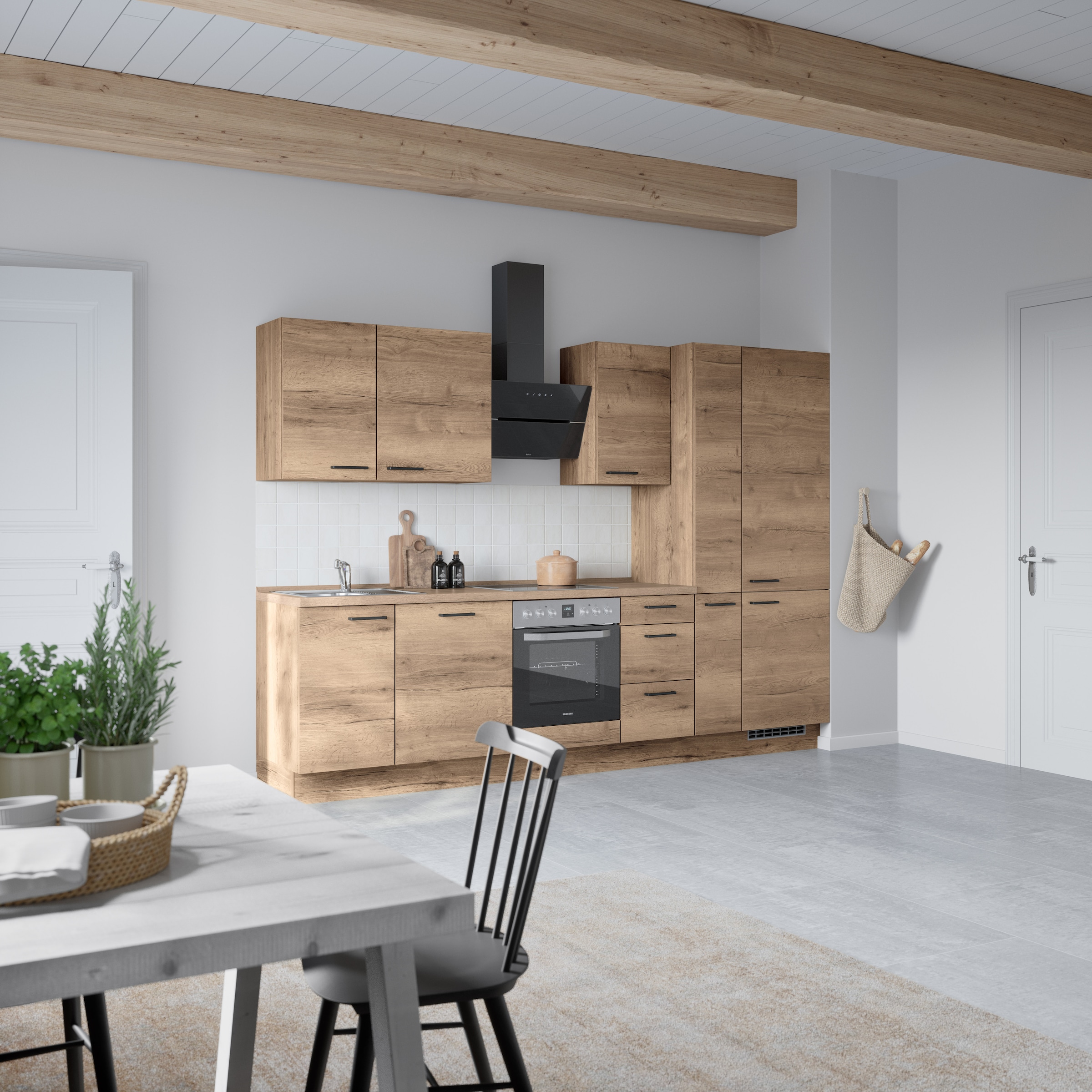 nobilia® Küchenzeile »"Structura II"«, vormontiert, Ausrichtung wählbar, Breite 300 cm, wahlw. mit E-Geräten