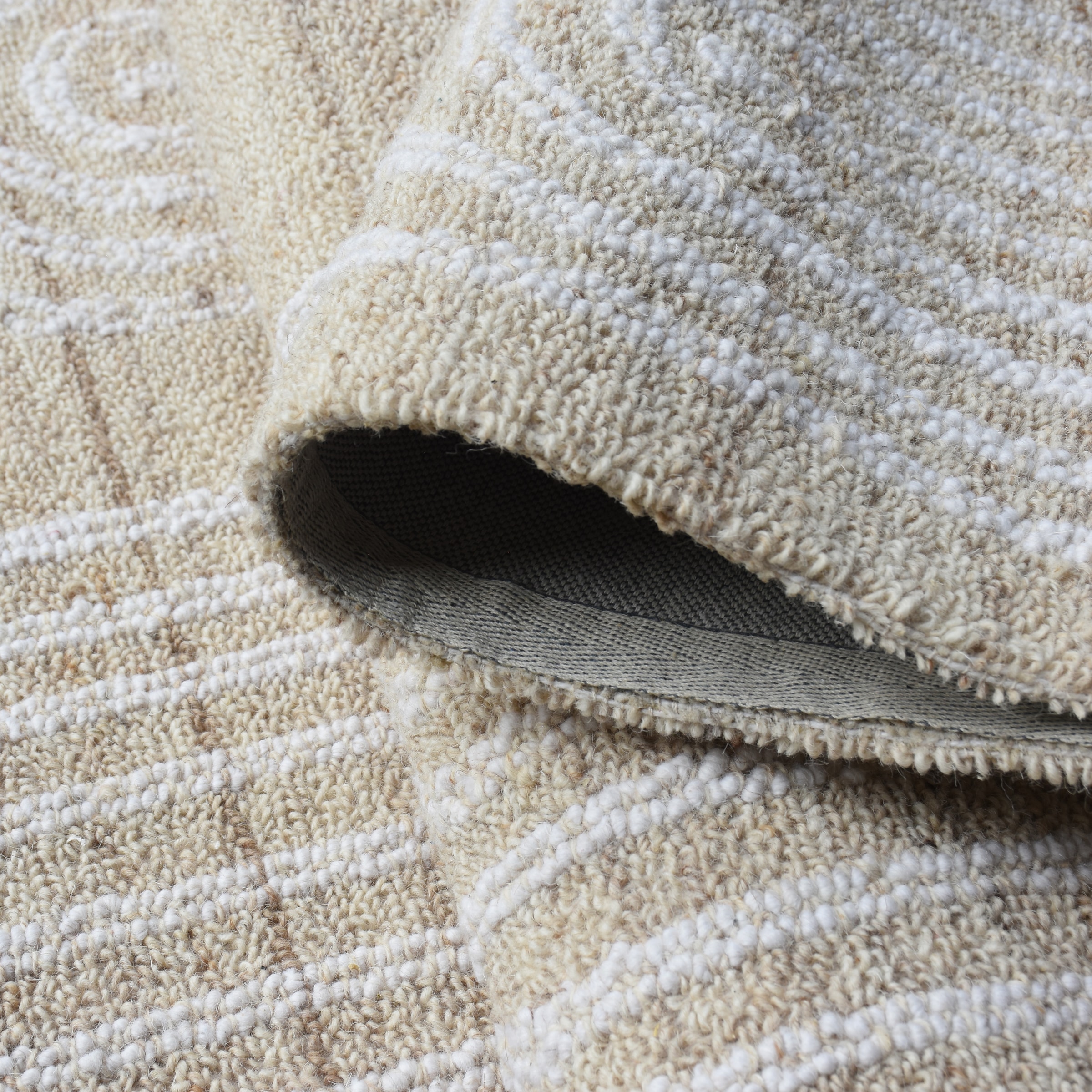 my home Wollteppich »Boras, handgefertigt, Wolle, Hoch-Tief-Struktur,« rechteckig 11 mm Höhe einfarbig, Wolle, Teppich, Wohnzimmer, Schlafzimmer, Esszimmer