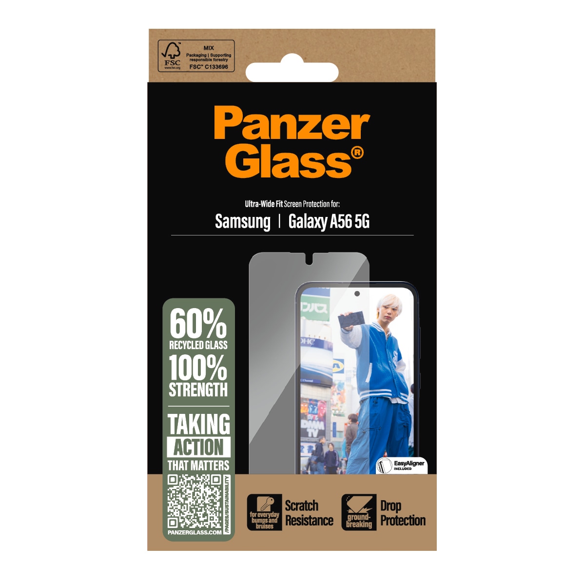 CARE by PanzerGlass Displayschutzglas »Ultra-Wide Fit Screen Protector«, für Samsung Galaxy A56 5G, Displayschutzfolie, Schutzfolie, Bildschirmschutz, kratz- & stoßfest