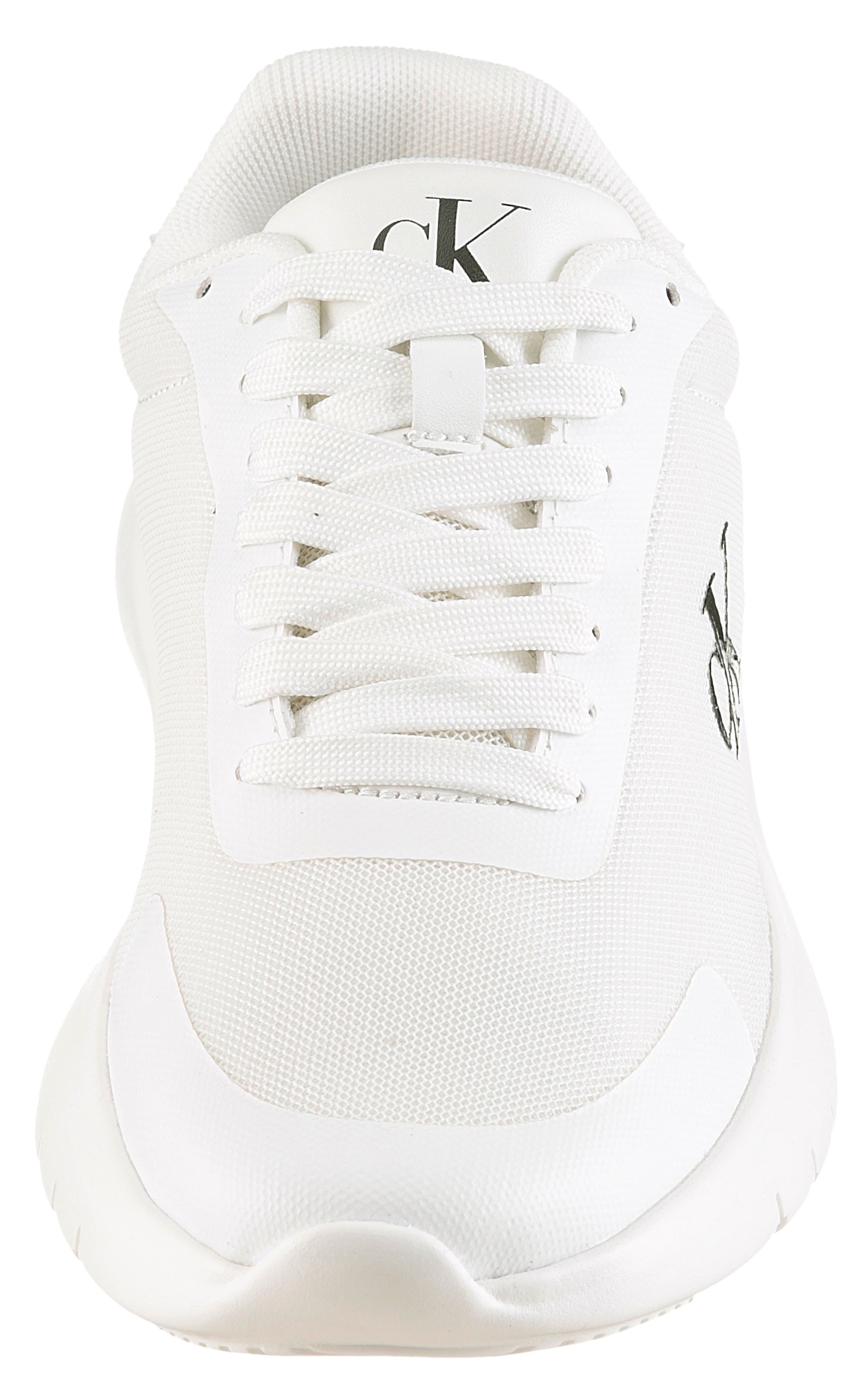 Sneaker CALVIN KLEIN JEANS "3 EVA RUNNER MESH WN", Damen, Gr. 40, weiß, schwarz, Lederimitat, Polyester, Schuhe Sneaker, Freizeitschuh, Halbschuh, Schnürschuh mit Logoschriftzug 3