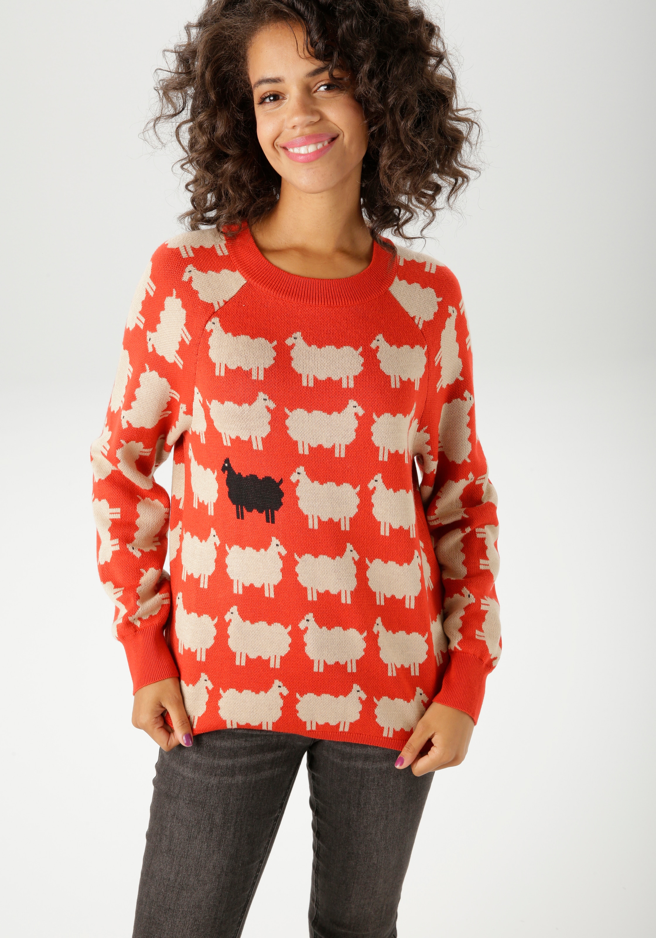 Aniston CASUAL Strickpullover mit eingestrickten Schafen günstig online kaufen