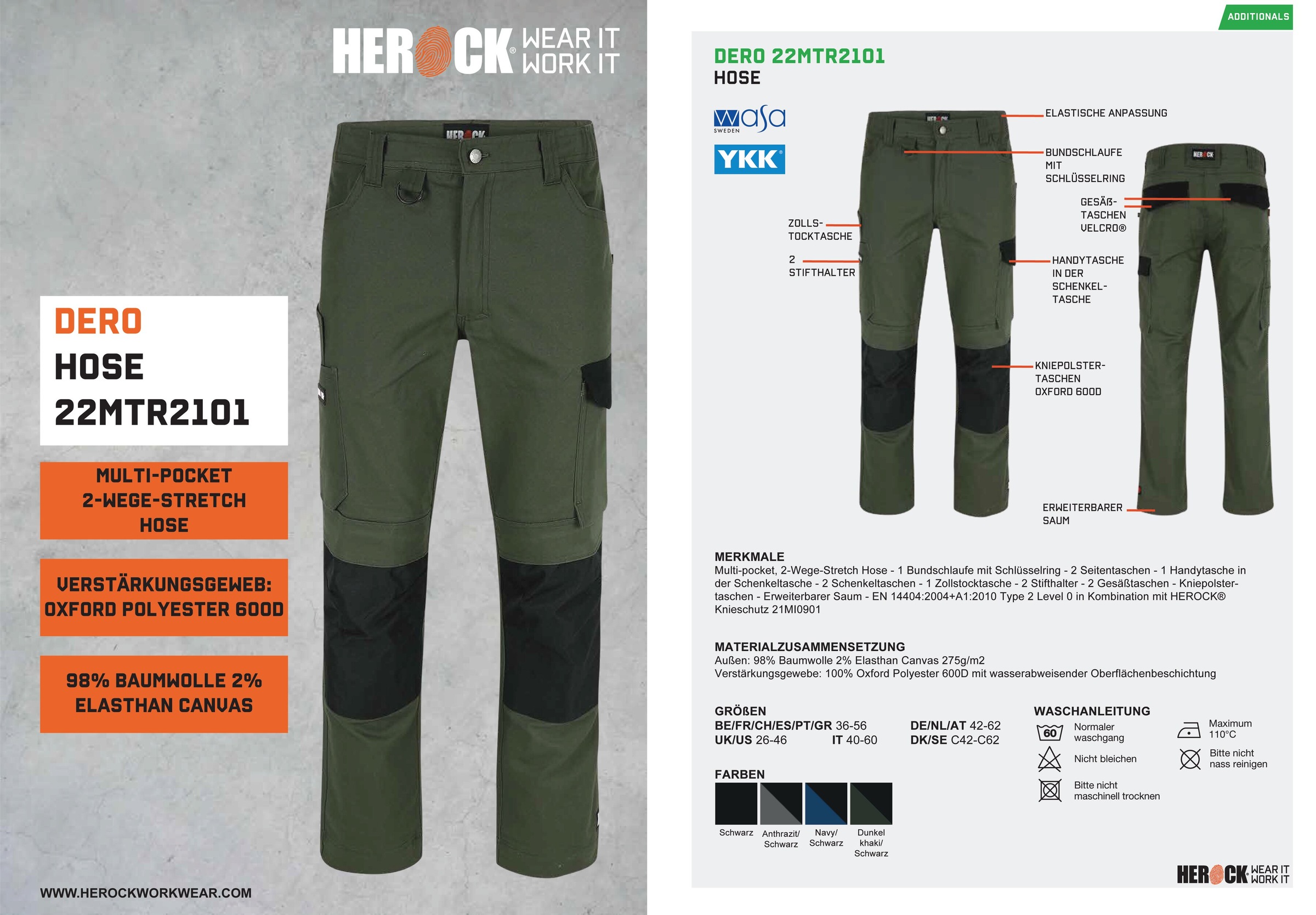 Herock Arbeitshose »DERO«, Slim Fit Passform, Multi-Pocket, 2-Wege-Stretch,  wasserabweisend für bestellen | BAUR