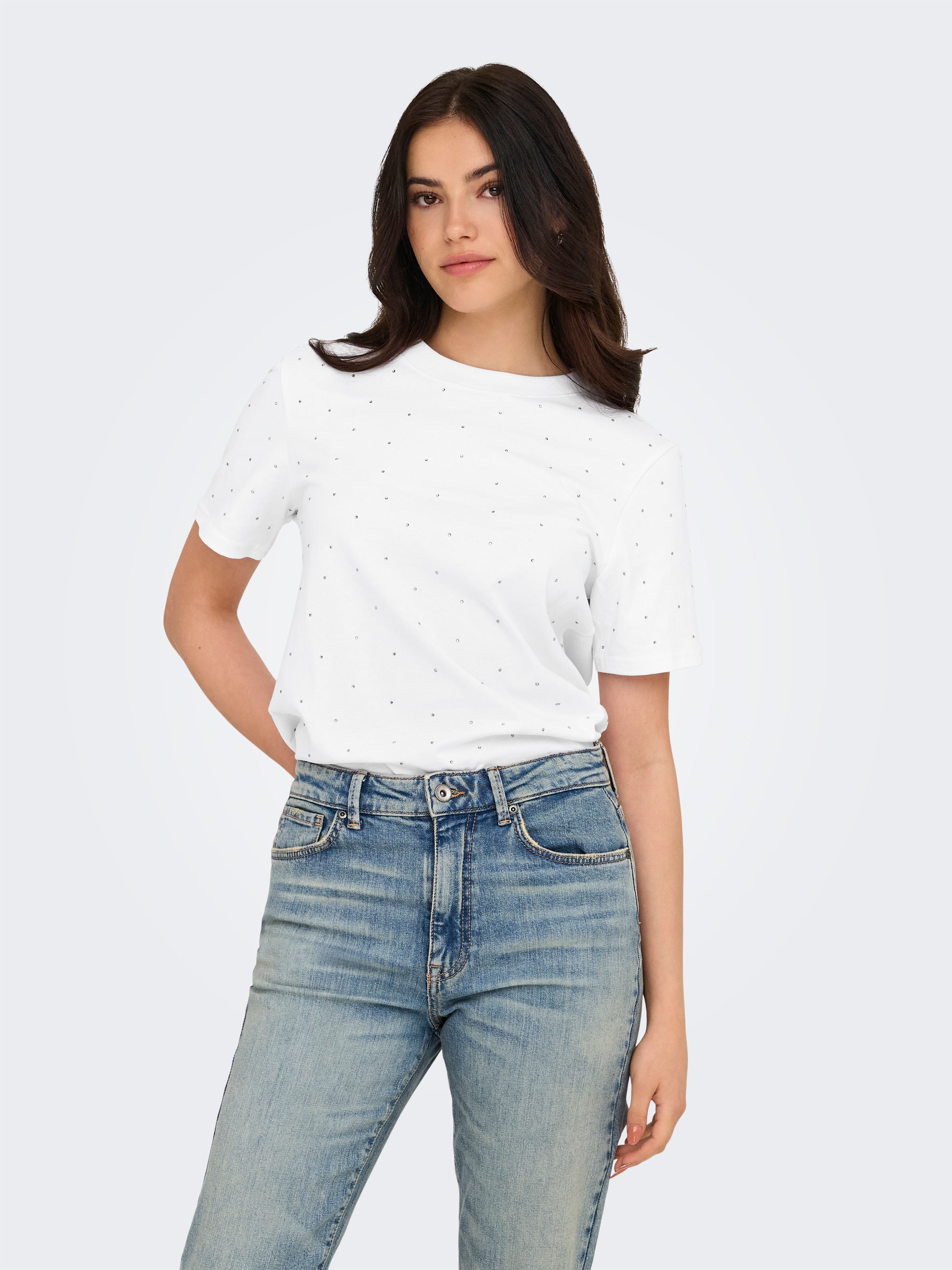 ONLY Kurzarmshirt "ONLMONJA S/S STUDS TEE JRS", mit Glitzer-Effekt günstig online kaufen