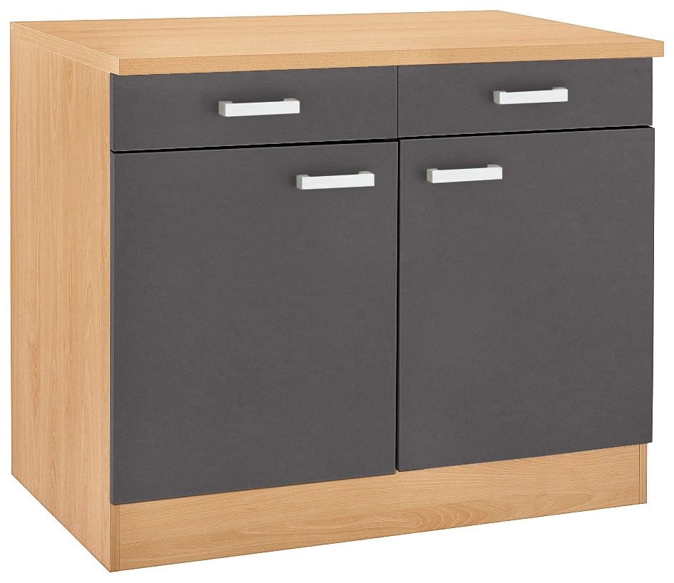 OPTIFIT Unterschrank "Odense", 100 cm breit, mit 2 Türen und 2 Schubkästen, mit 28 mm Arbeitsplatte