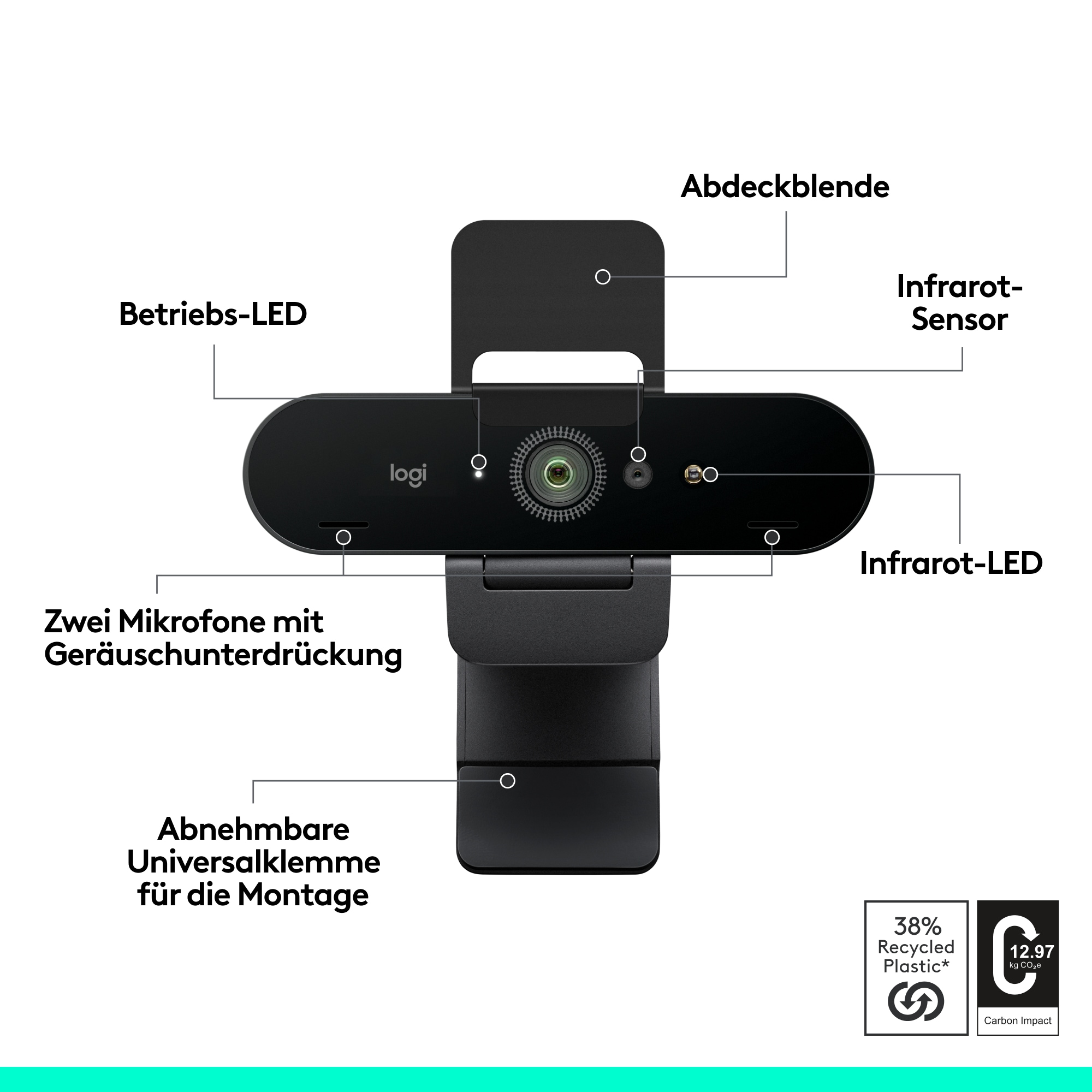 Logitech Webcam »BRIO 4K - EMEA28i-935«, 4K Ultra HD, Digitaler 5-fach-Zoom (Full HD) möglich