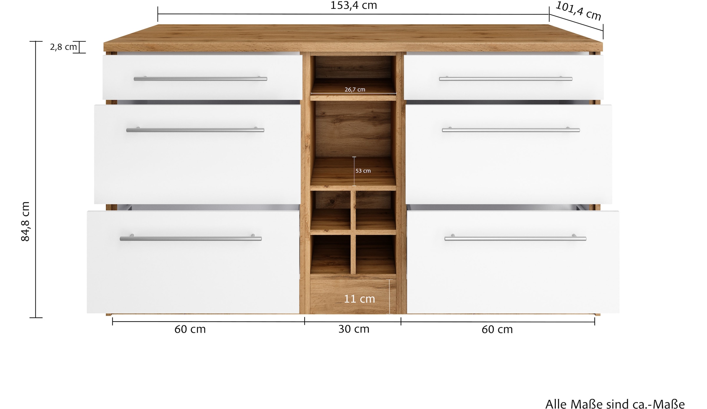 HELD MÖBEL Kücheninsel »Wien«, Breite 153 cm, MDF-Fronten, Flaschenregal