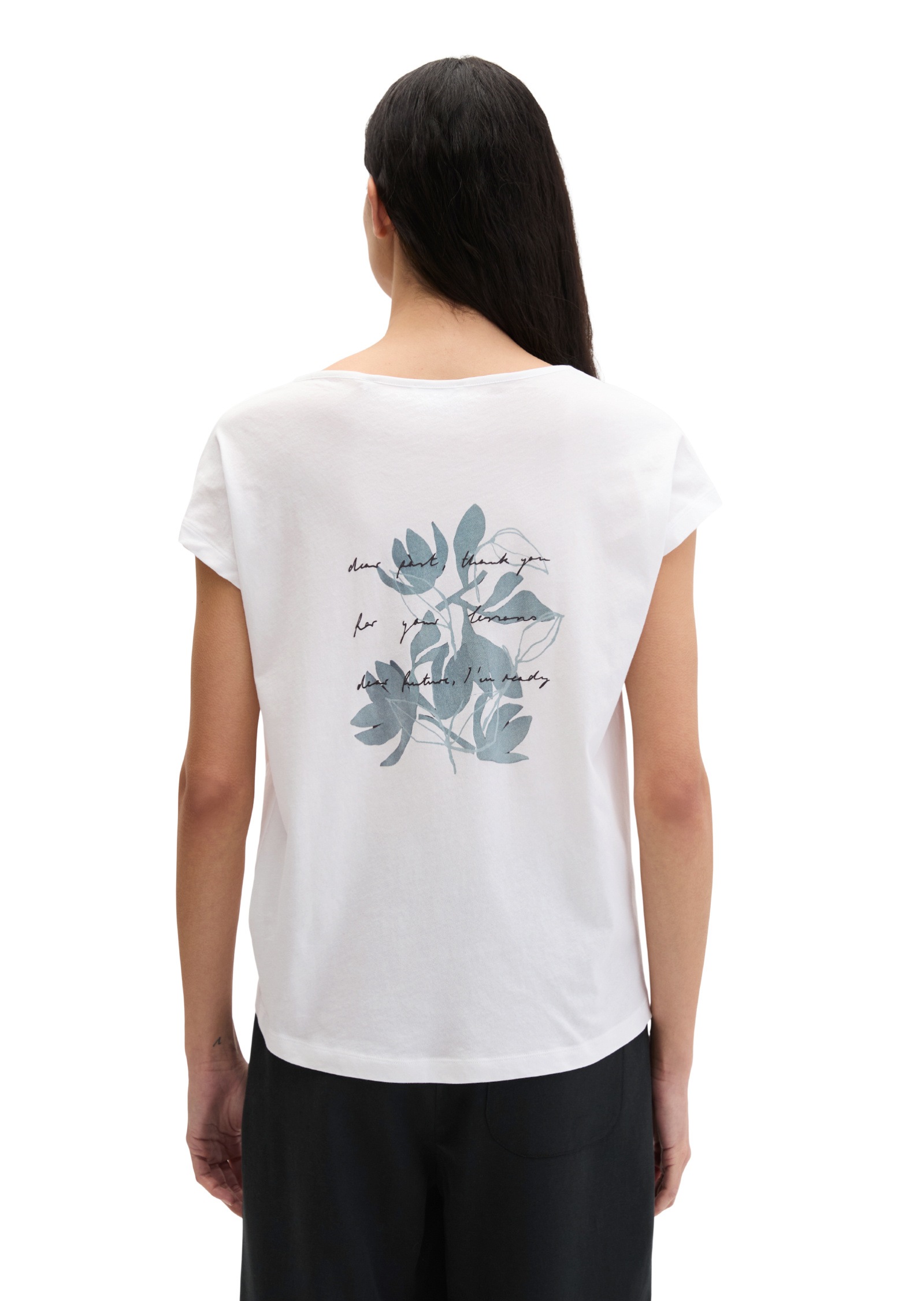 T-Shirt MARC O'POLO "aus leichtem Single Jersey", Damen, Gr. S, weiß, Obermaterial: 100% Baumwolle, unifarben, Basic, loose fit, U-Boot-Ausschnitt, normaler Saum, Shirts T-Shirt 2