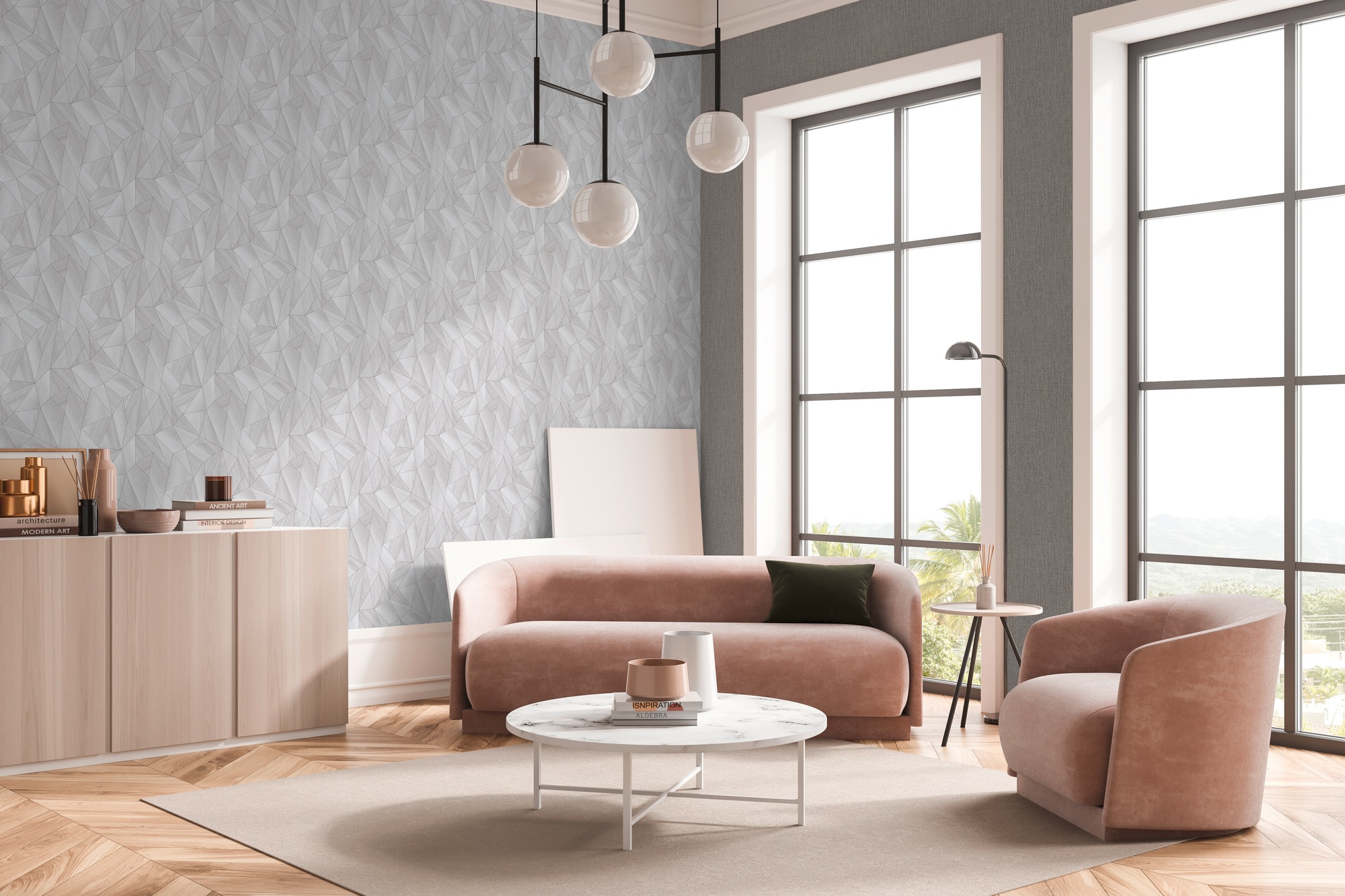 living walls Vliestapete »Geometrische Tapete aus Holzoptik - Vliestapete« leicht glänzend strukturiert Moderne Tapete mit Holzstruktur