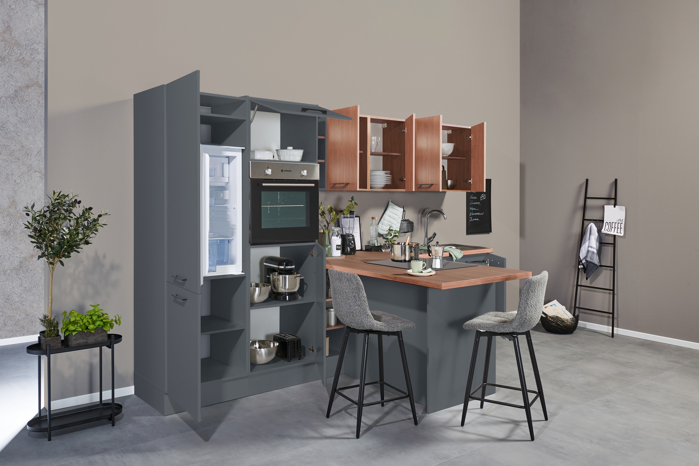 BASIC by Balculina Küchenzeile »Girona B/H/T 325x211x200 cm« Breite 325cm, wahlweise mit E-Geräte, Softclose