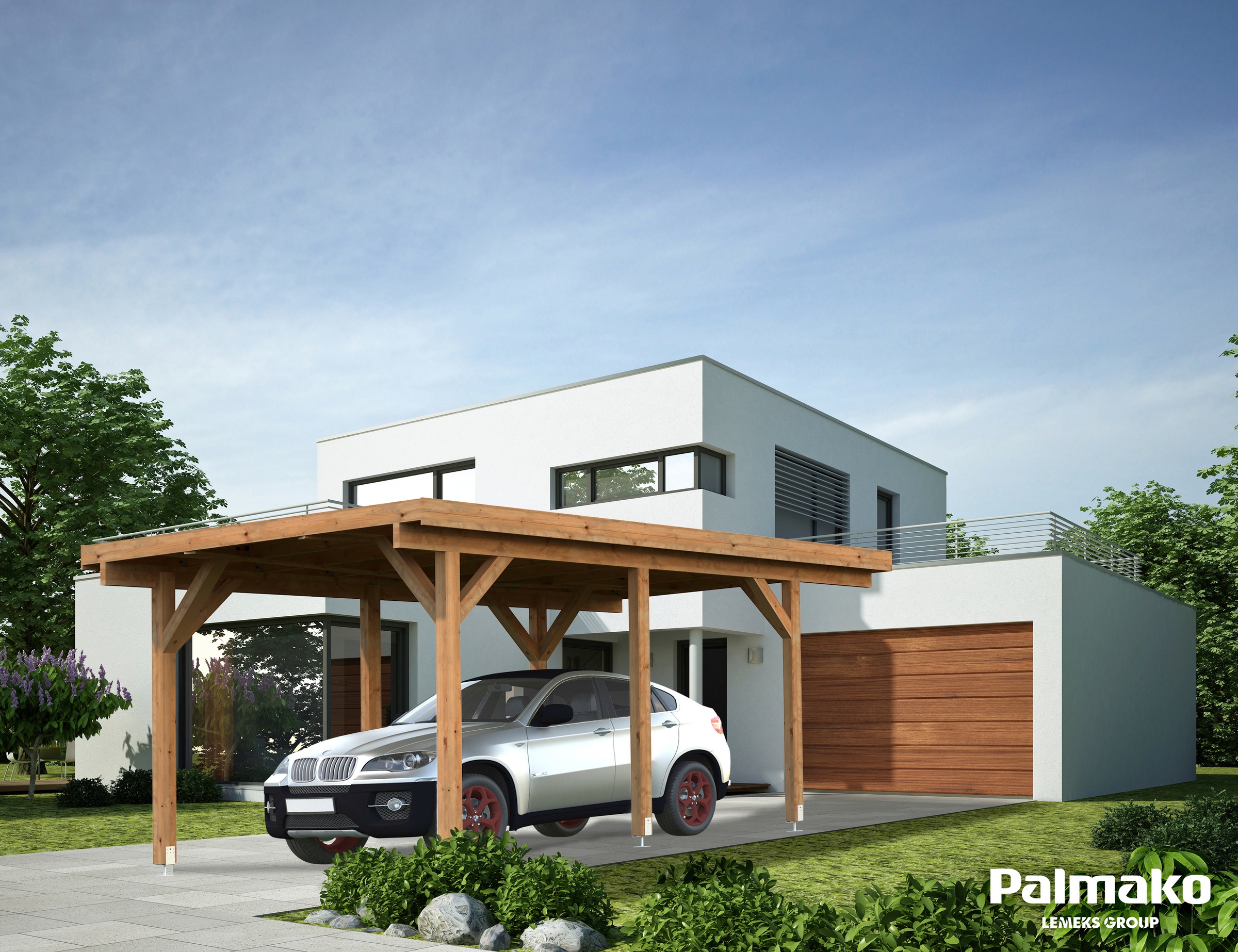 Palmako Einzelcarport »Karl«, Massivholz, hellbraun