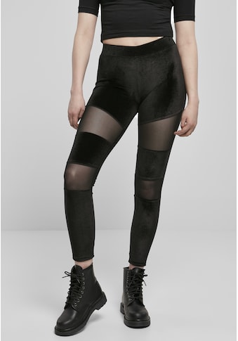 Leggings »Urban Classics Damen Ladies Velvet Tech Mesh Leggings«, (1 tlg.)