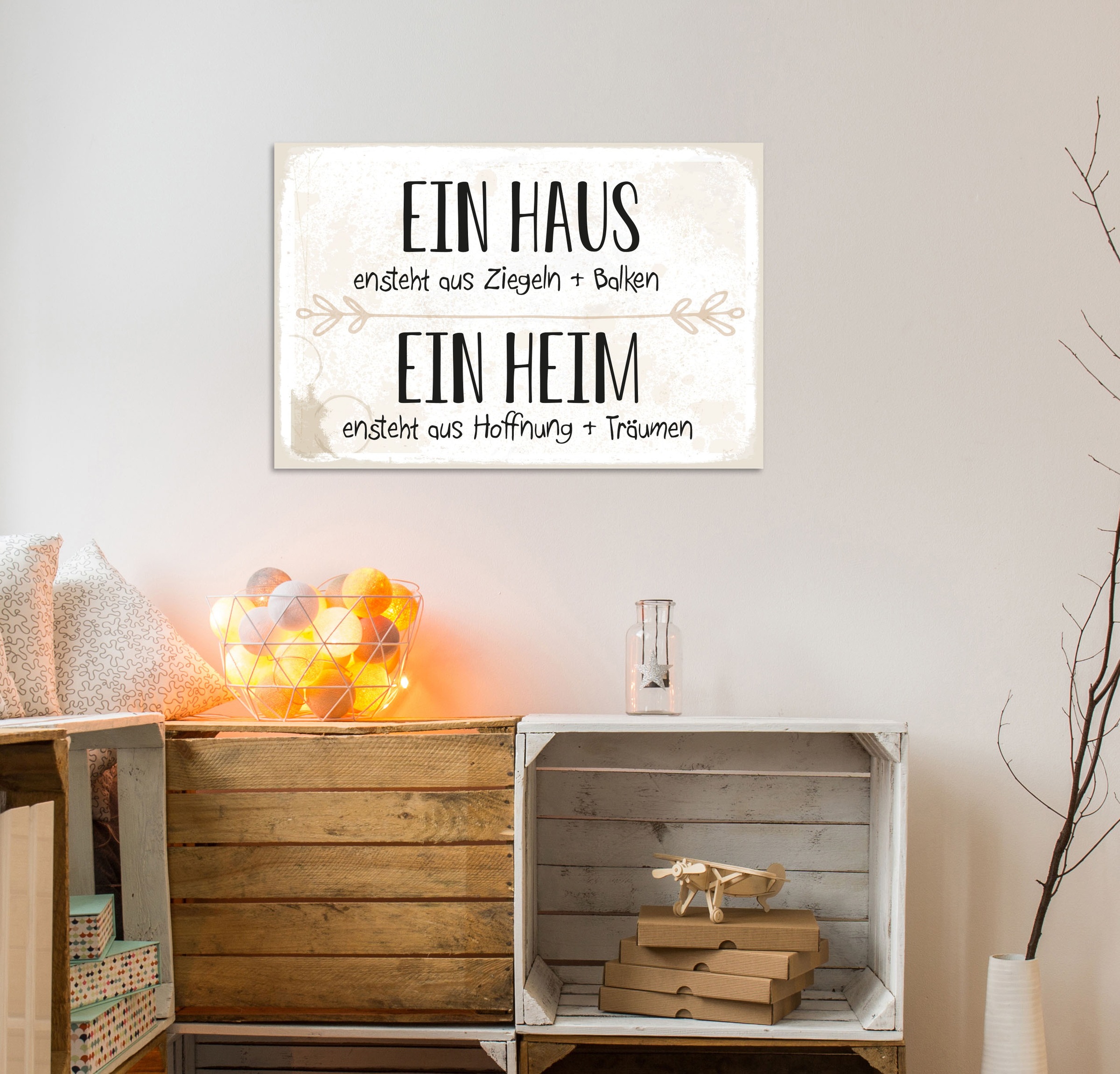 queence Metallbild "Heim" Motivationsbilder  Schriftzug  Sprüche  Sprüche & Texte 1 Stk. tlg. Stahlschild, Blechschild, Sprüche, Texte, Familie, Liebe