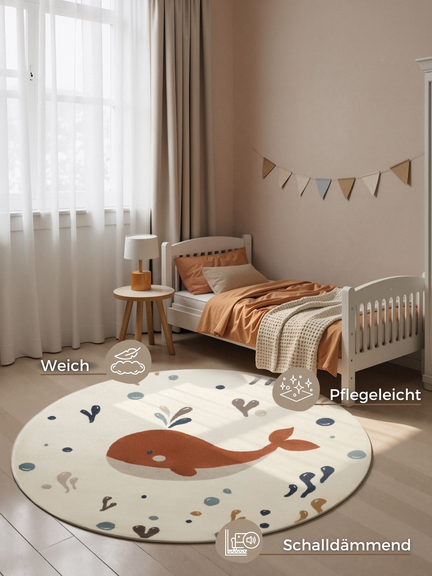 HANSE Home Kinderteppich »Moby« rund 10 mm Höhe Pflegeleicht, Weich, Kinderzimmer, Spielteppich, Spielunterlage